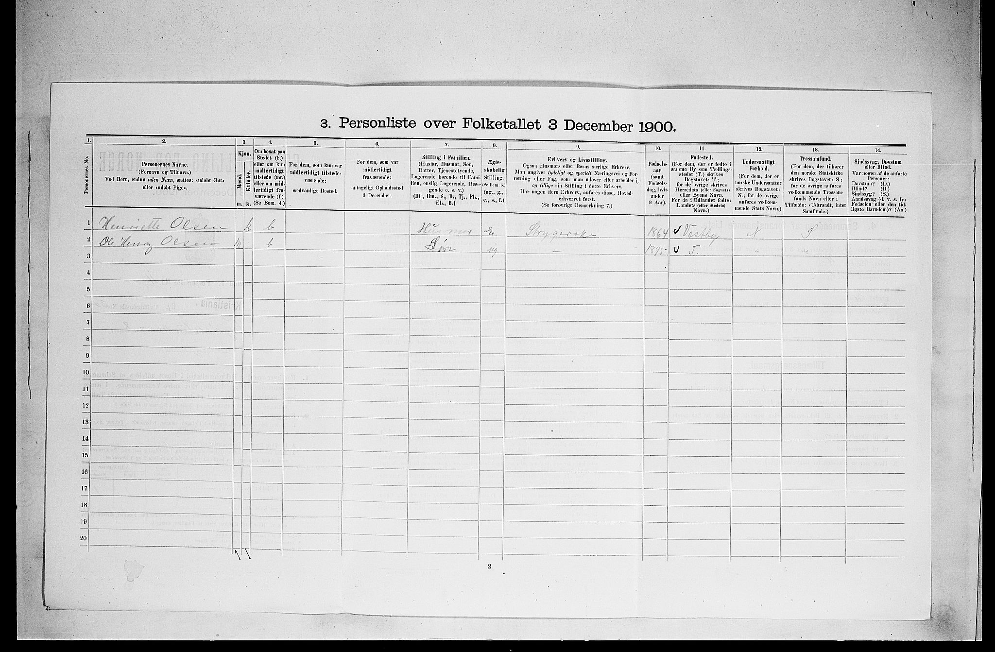 SAO, Folketelling 1900 for 0301 Kristiania kjøpstad, 1900, s. 26486