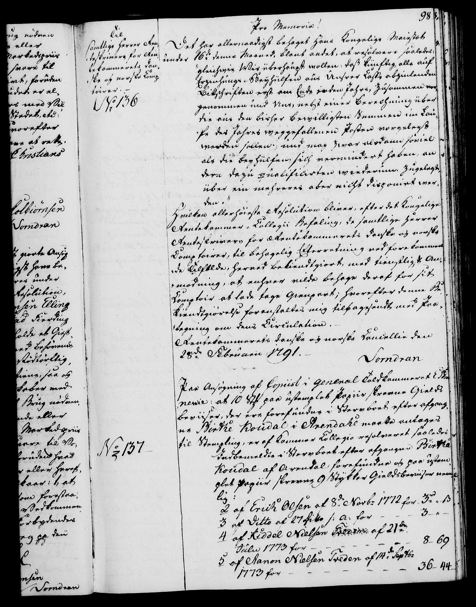 Rentekammeret, Kammerkanselliet, AV/RA-EA-3111/G/Gg/Gga/L0015: Norsk ekspedisjonsprotokoll med register (merket RK 53.15), 1790-1791, s. 98