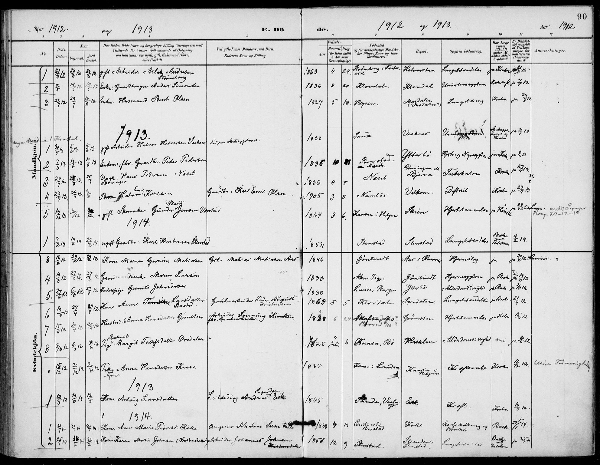 Holla kirkebøker, AV/SAKO-A-272/F/Fa/L0011: Ministerialbok nr. 11, 1897-1928, s. 90