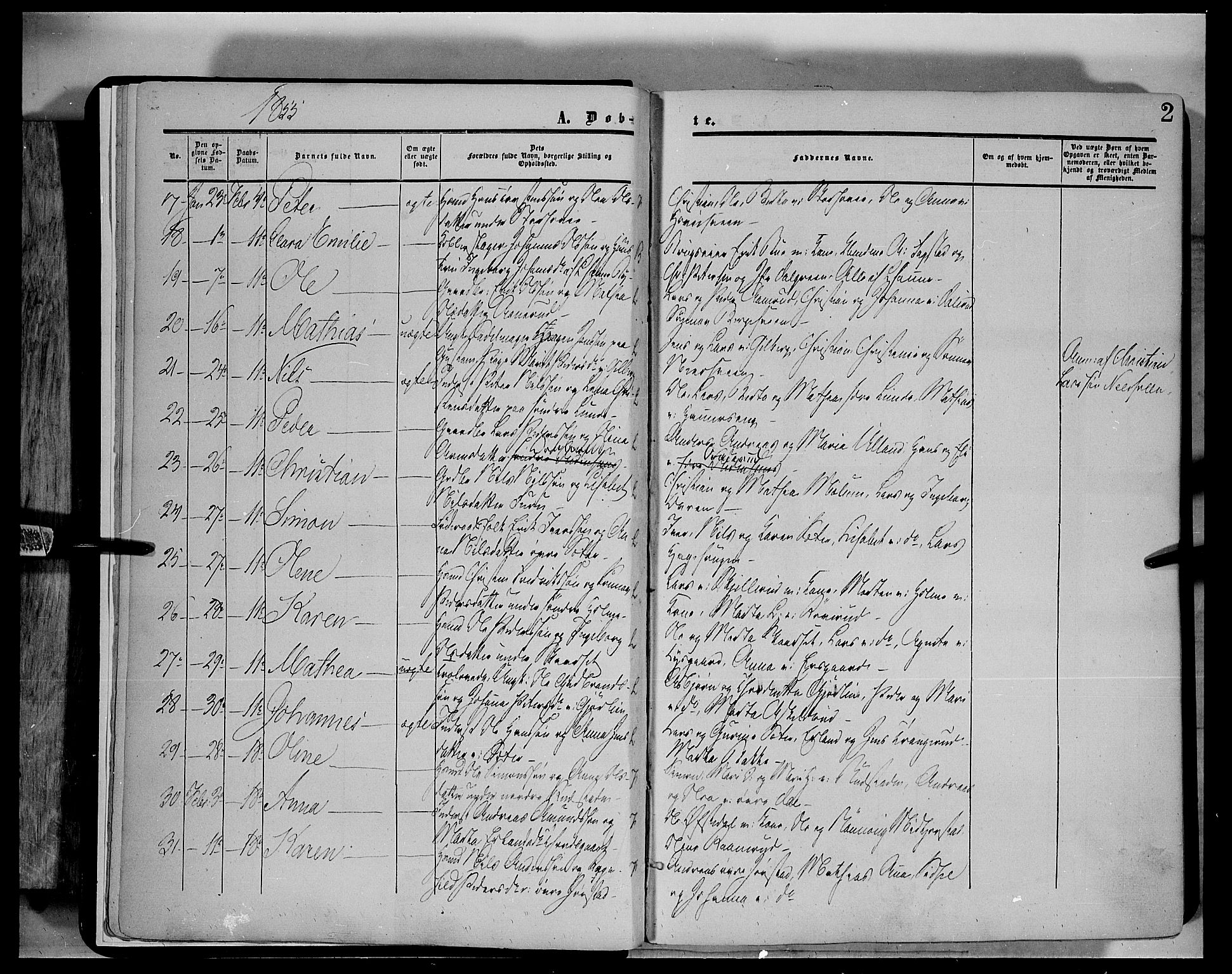 Fåberg prestekontor, AV/SAH-PREST-086/H/Ha/Haa/L0006: Ministerialbok nr. 6A, 1855-1867, s. 2