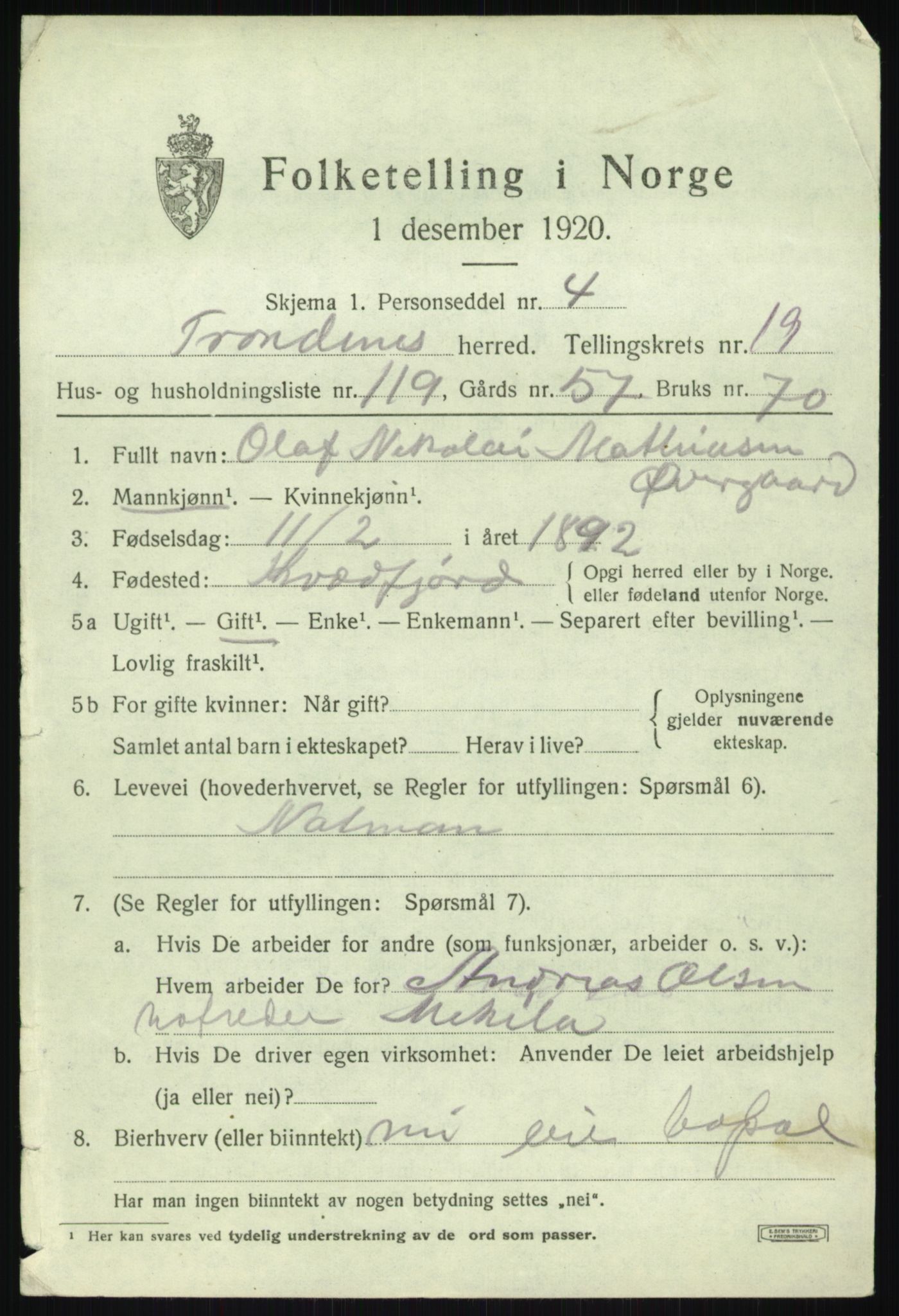 SATØ, Folketelling 1920 for 1914 Trondenes herred, 1920, s. 15362