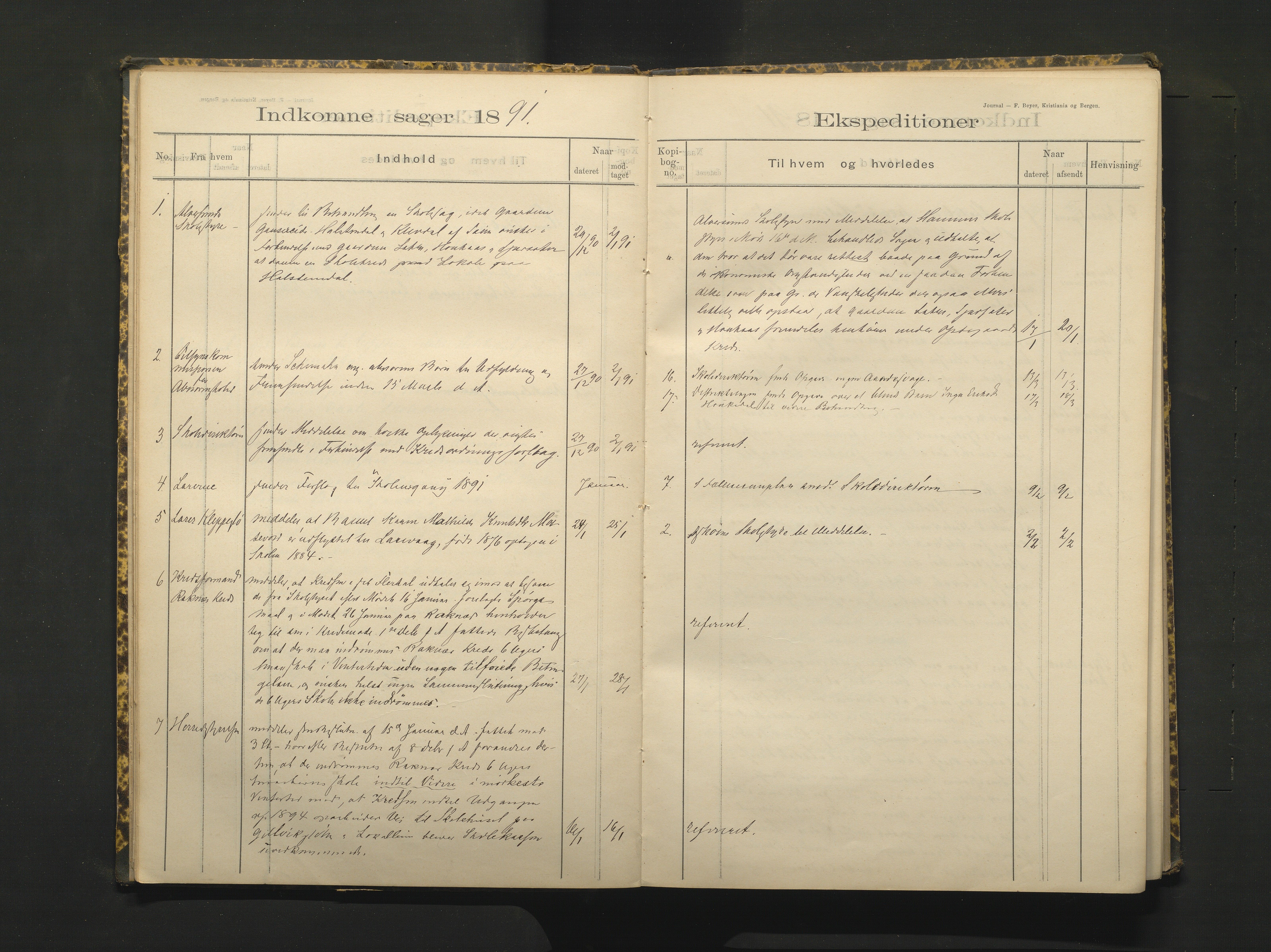 Hamre kommune. Skulestyret, IKAH/1254-211/C/Ca/L0002: Postjournal for Hamre skulestyre, 1890-1901