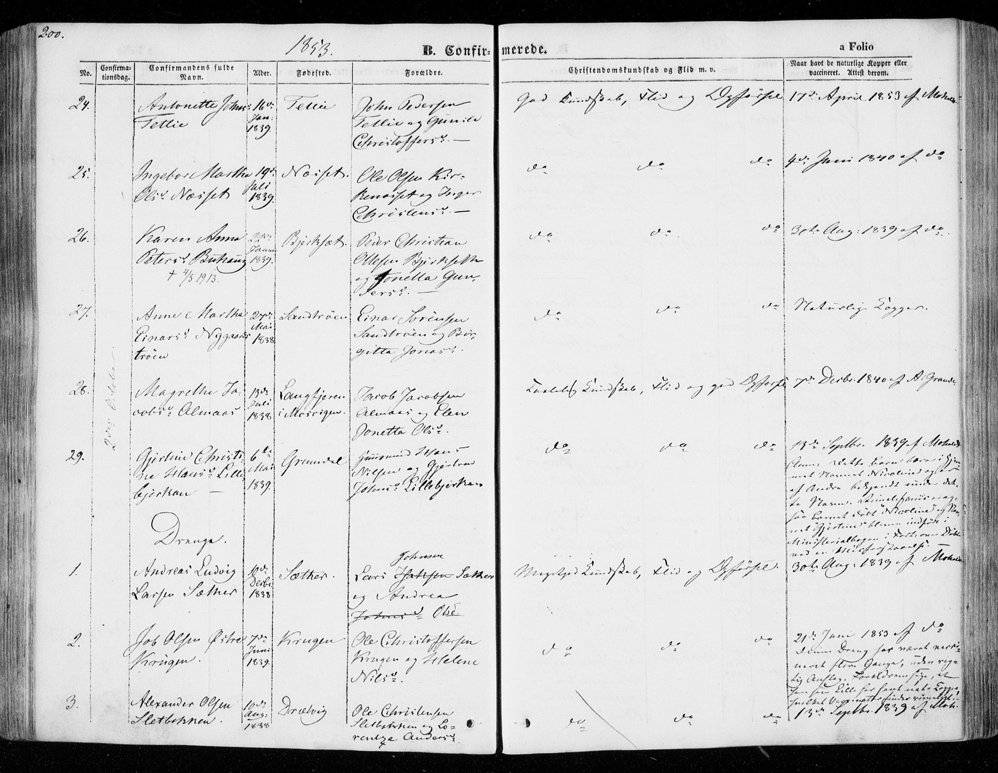 Ministerialprotokoller, klokkerbøker og fødselsregistre - Nord-Trøndelag, AV/SAT-A-1458/701/L0007: Ministerialbok nr. 701A07 /1, 1842-1854, s. 200