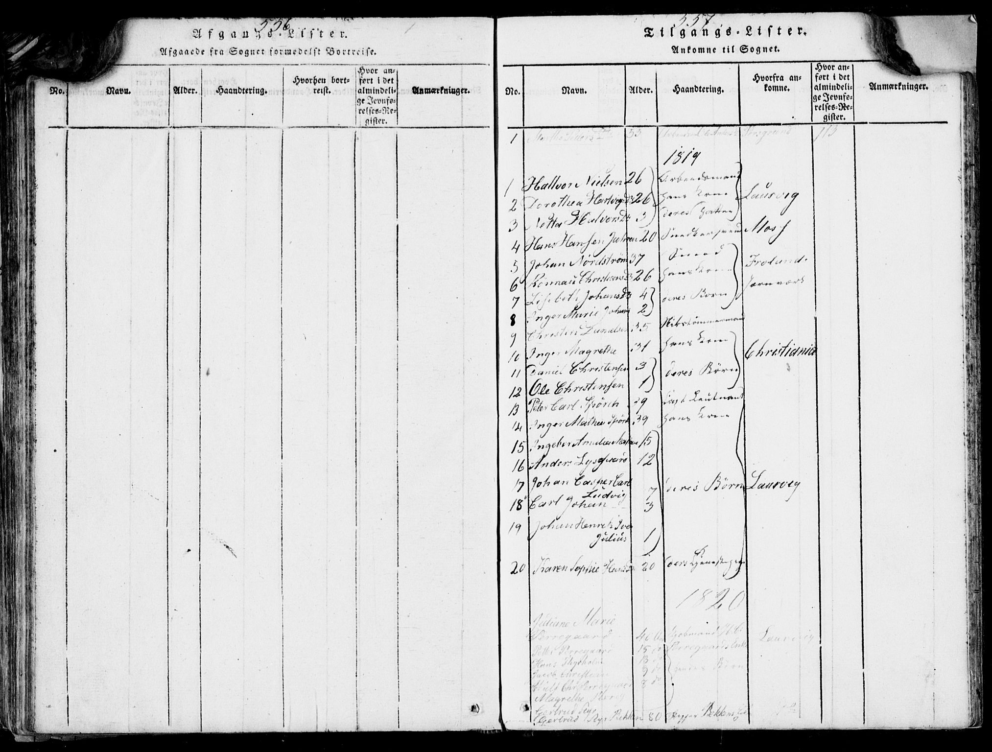 Larvik kirkebøker, AV/SAKO-A-352/F/Fb/L0002: Ministerialbok nr. II 2, 1818-1842, s. 556-557