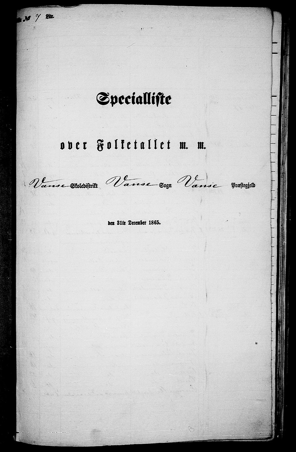 RA, Folketelling 1865 for 1041L Vanse prestegjeld, Vanse sokn og Farsund landsokn, 1865, s. 77