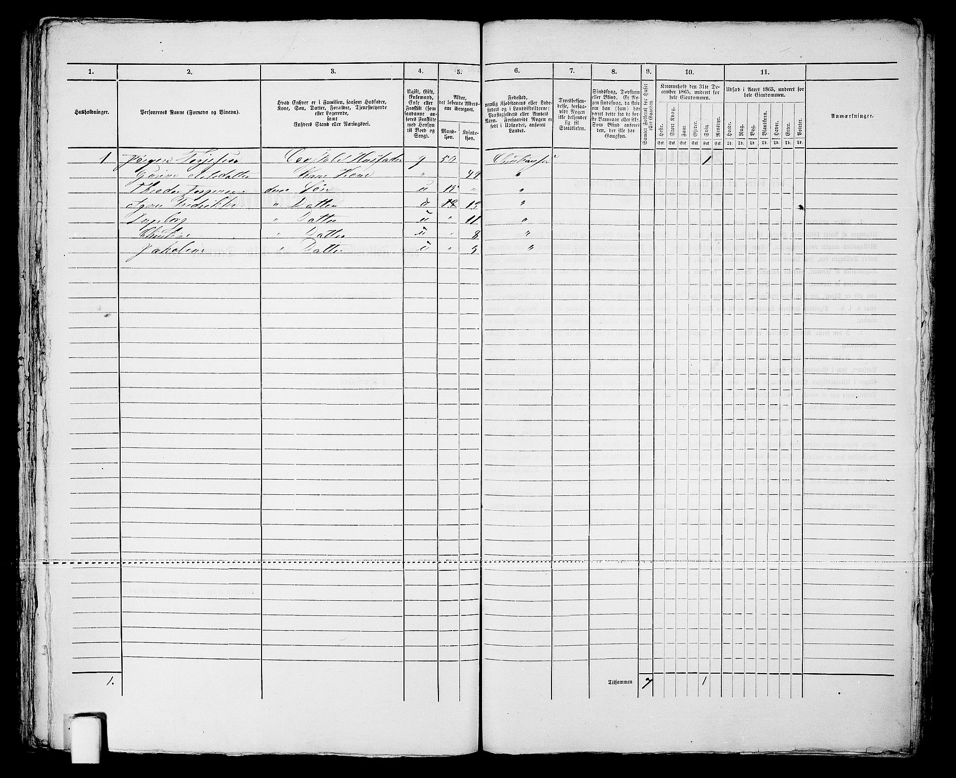 RA, Folketelling 1865 for 1001P Kristiansand prestegjeld, 1865, s. 989