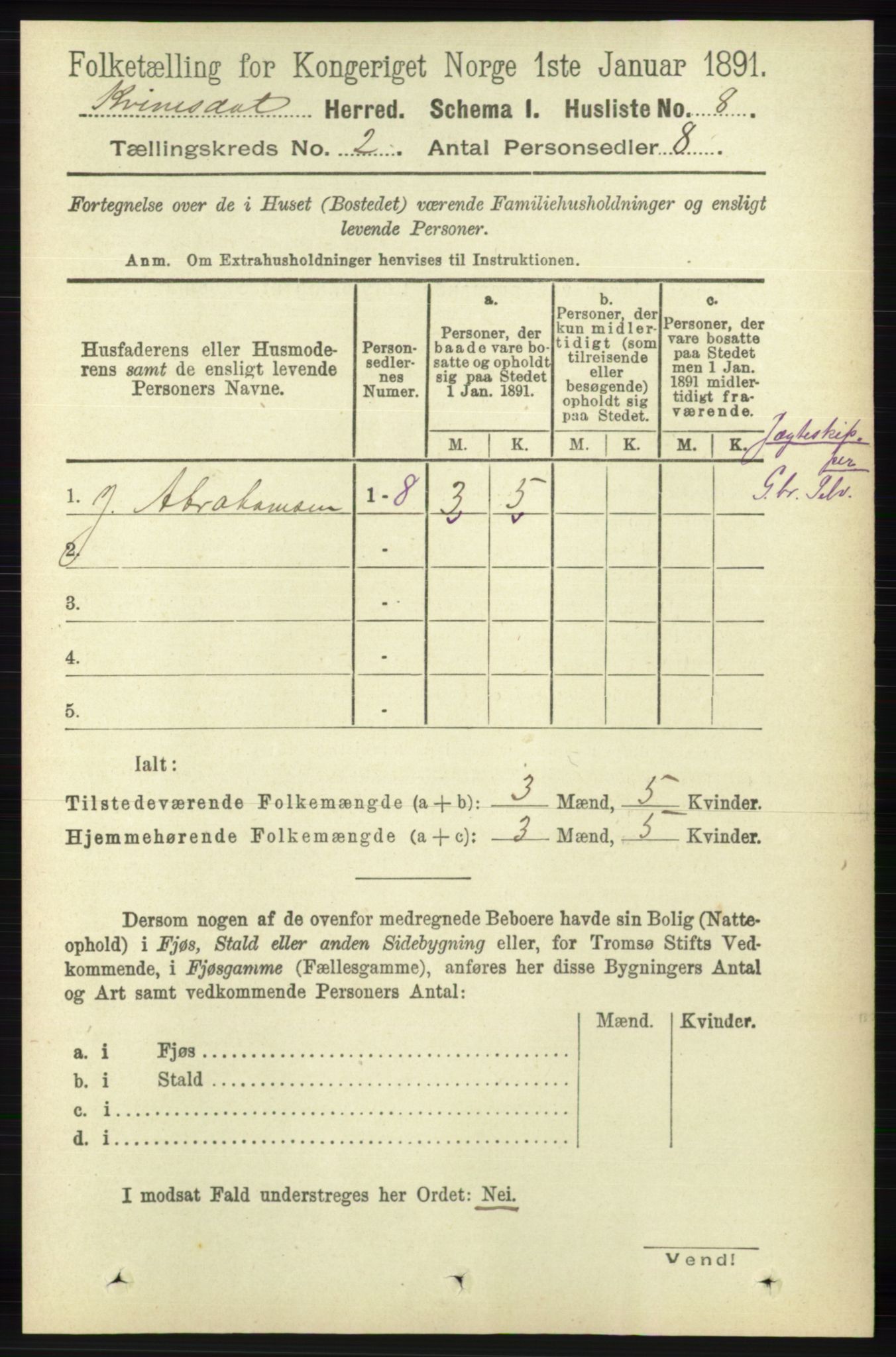 RA, Folketelling 1891 for 1037 Kvinesdal herred, 1891, s. 264