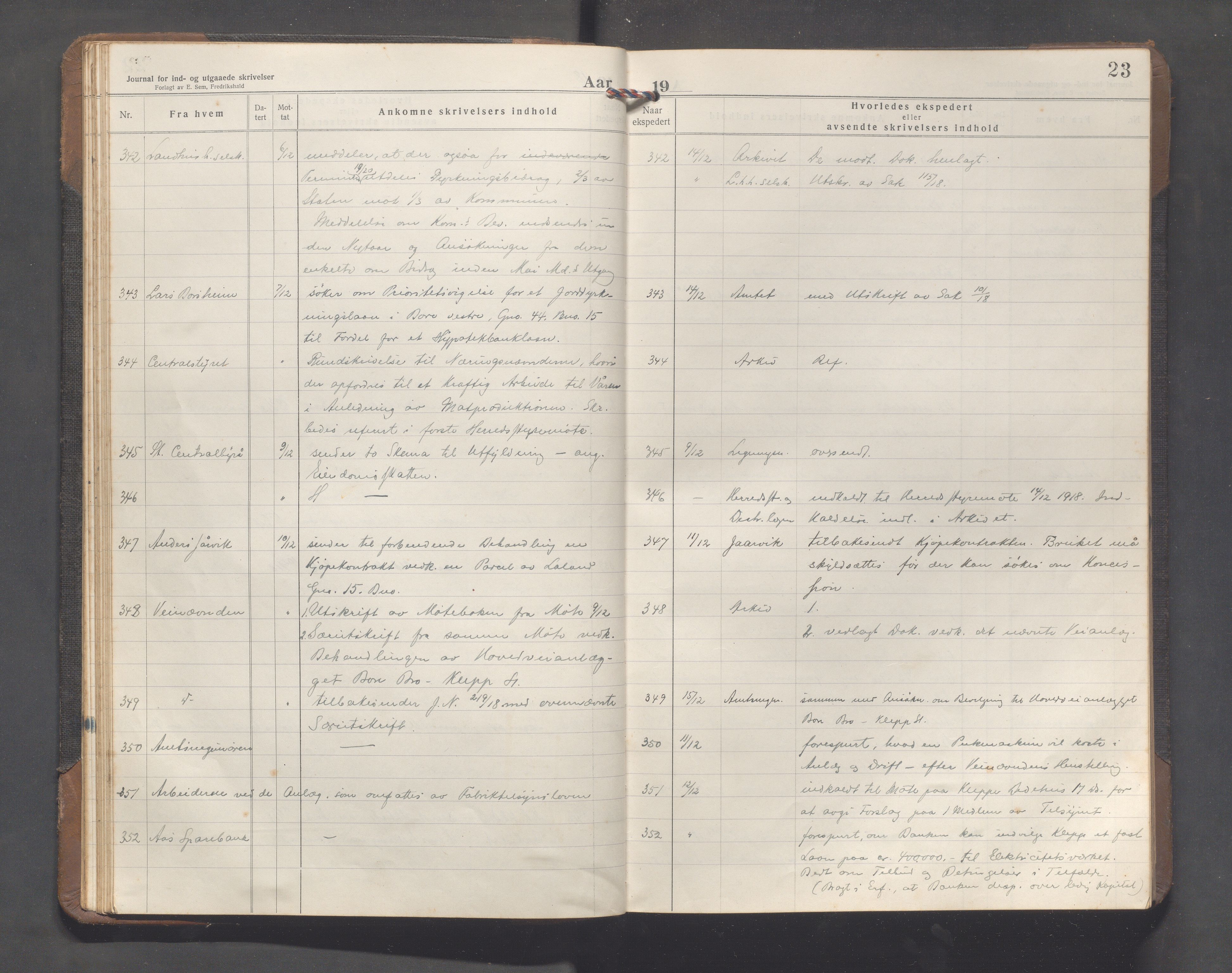 Klepp kommune - Formannskapet, IKAR/K-100277/C/L0005: Brevjournal, 1918-1922, s. 23