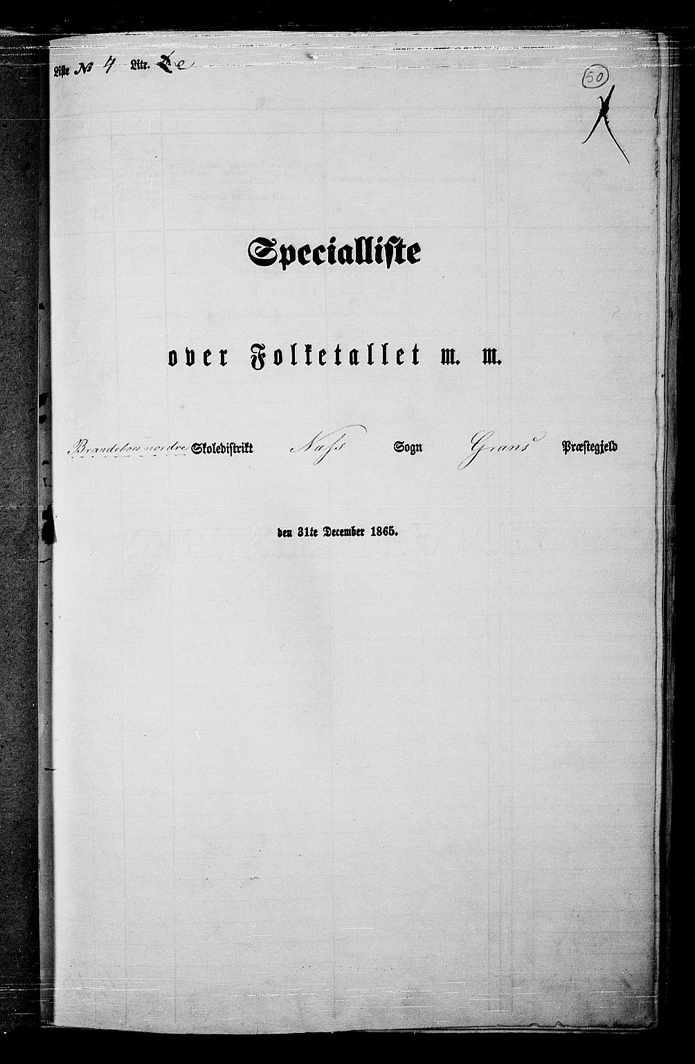 RA, Folketelling 1865 for 0534P Gran prestegjeld, 1865, s. 234
