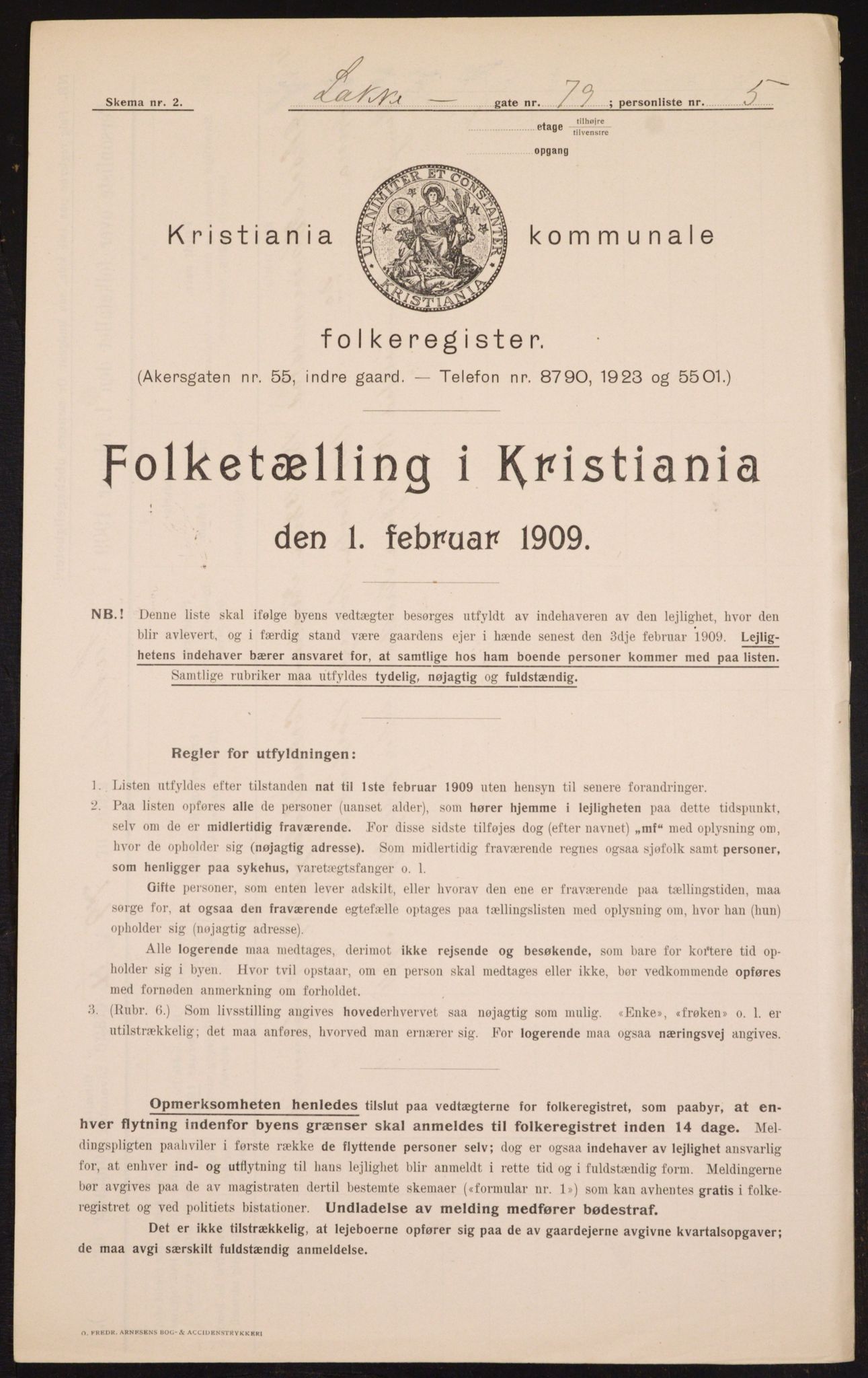 OBA, Kommunal folketelling 1.2.1909 for Kristiania kjøpstad, 1909, s. 51380