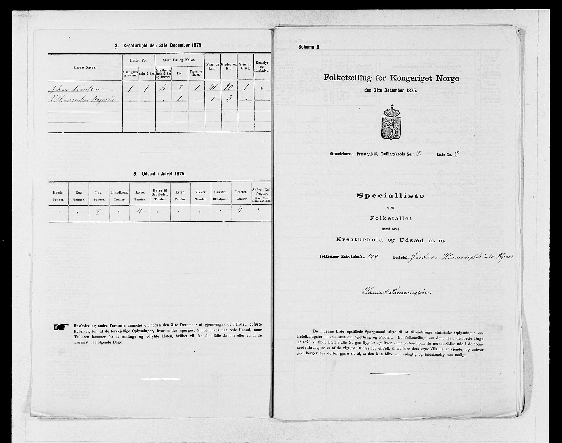 SAB, Folketelling 1875 for 1226P Strandebarm prestegjeld, 1875, s. 179