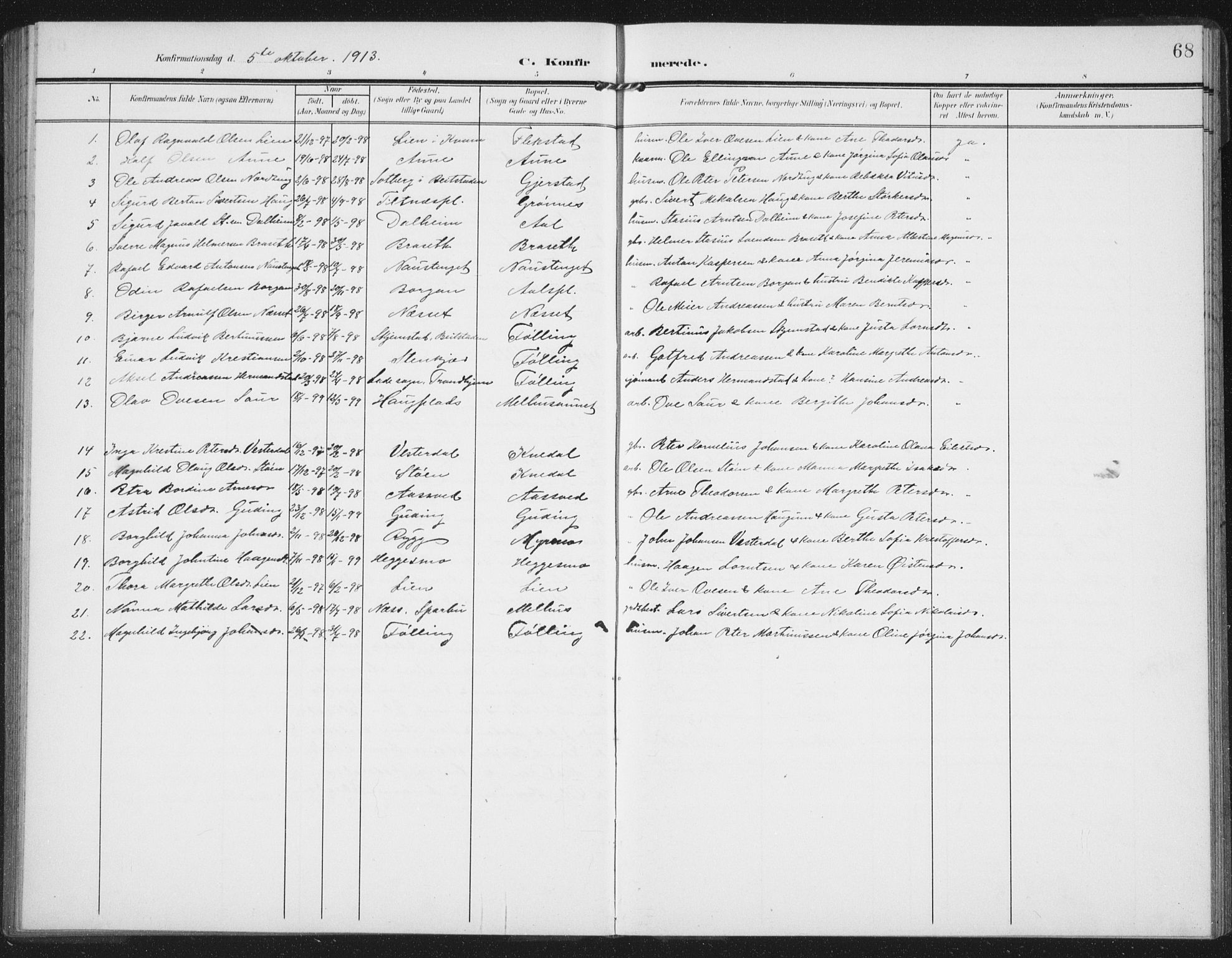 Ministerialprotokoller, klokkerbøker og fødselsregistre - Nord-Trøndelag, AV/SAT-A-1458/747/L0460: Klokkerbok nr. 747C02, 1908-1939, s. 68