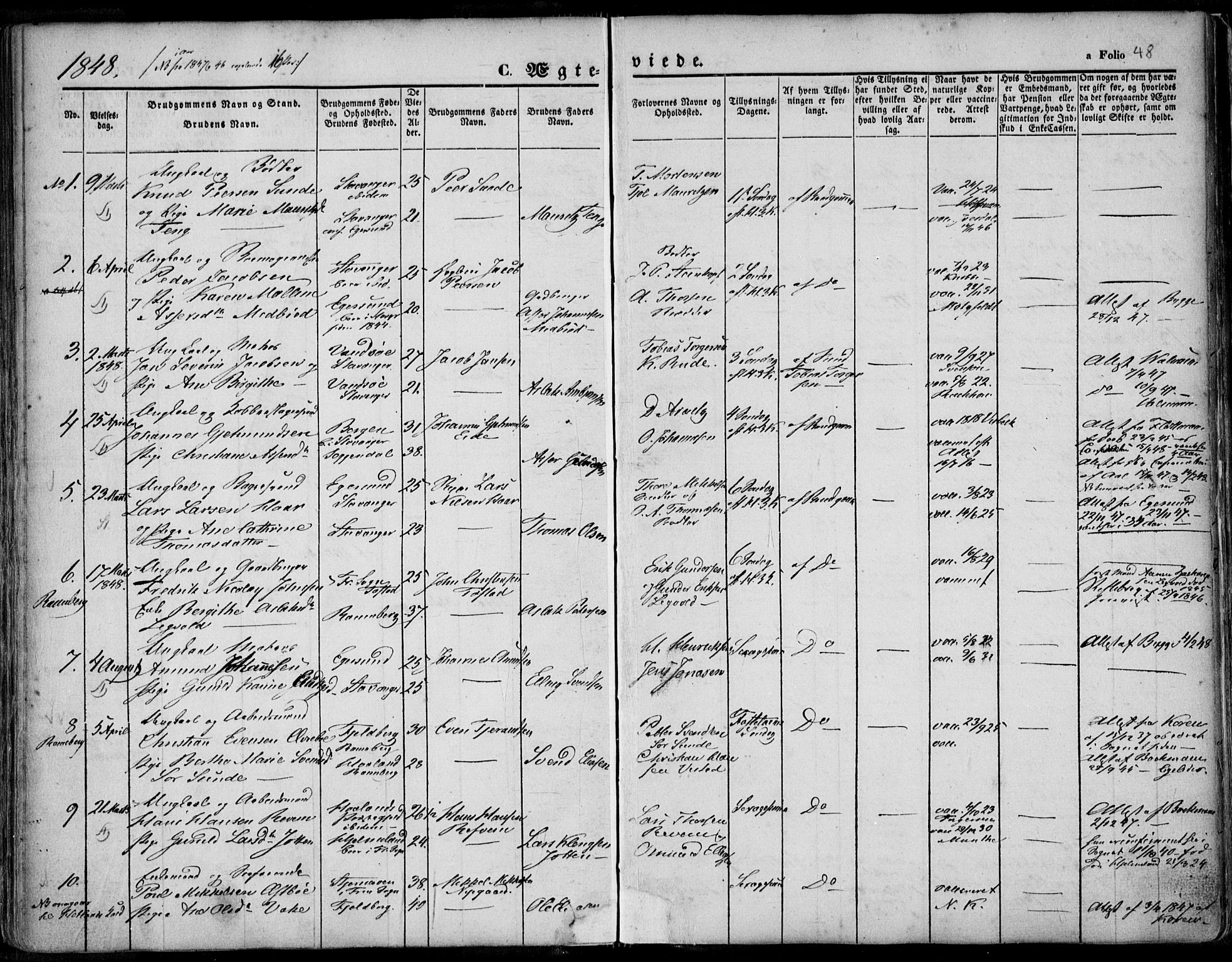 Domkirken sokneprestkontor, AV/SAST-A-101812/001/30/30BA/L0015: Ministerialbok nr. A 14, 1842-1857, s. 48