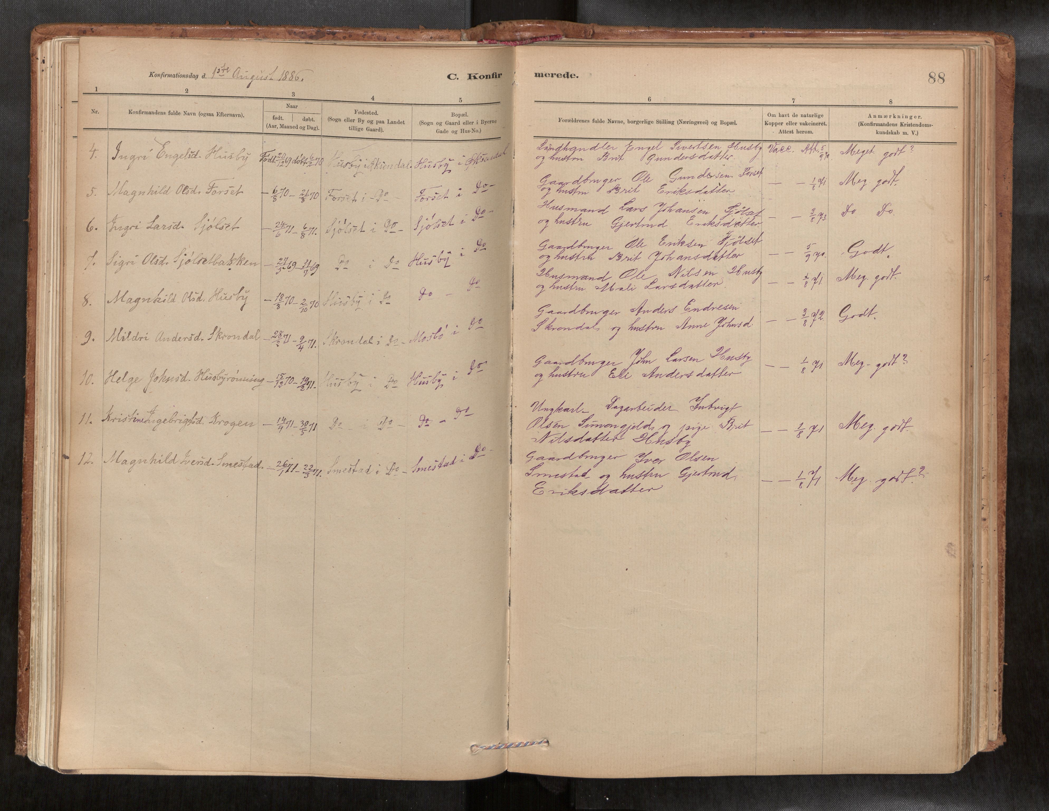 Ministerialprotokoller, klokkerbøker og fødselsregistre - Møre og Romsdal, AV/SAT-A-1454/588/L1006: Ministerialbok nr. 588A03, 1886-1912, s. 88