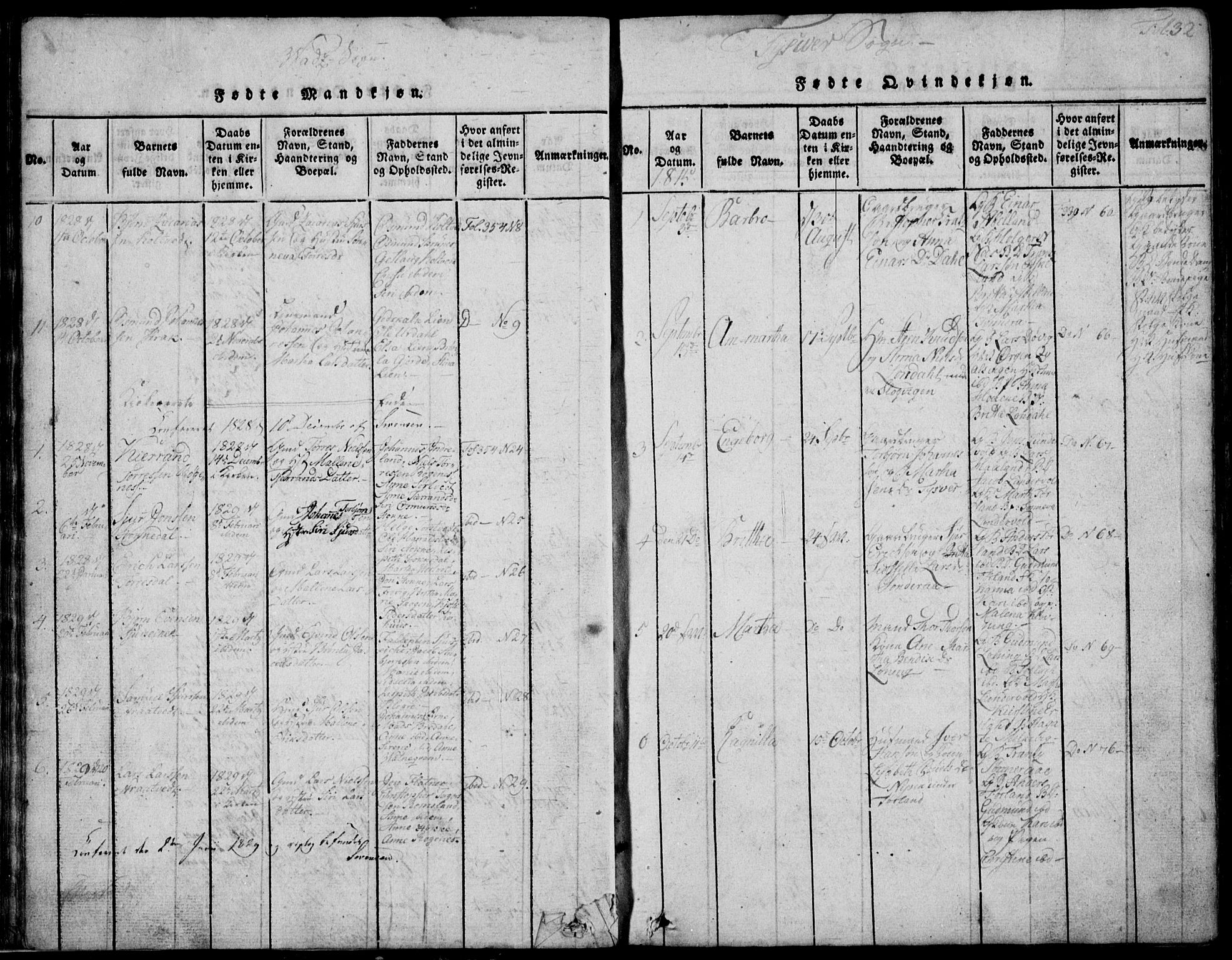 Skjold sokneprestkontor, SAST/A-101847/H/Ha/Hab/L0002: Klokkerbok nr. B 2 /1, 1815-1830, s. 32