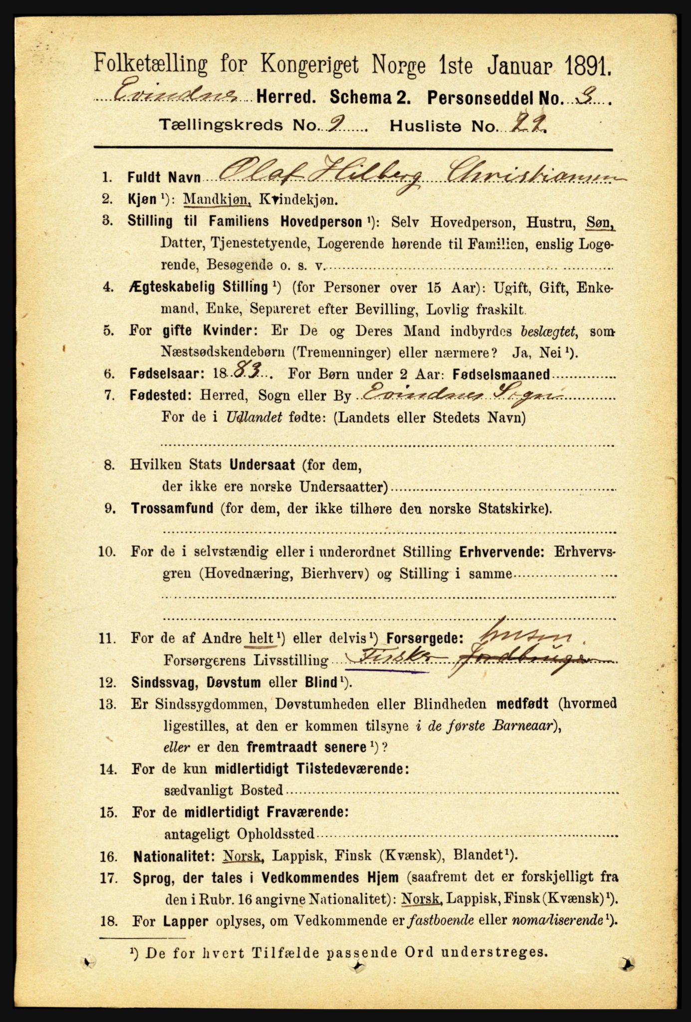 RA, Folketelling 1891 for 1853 Evenes herred, 1891, s. 2948