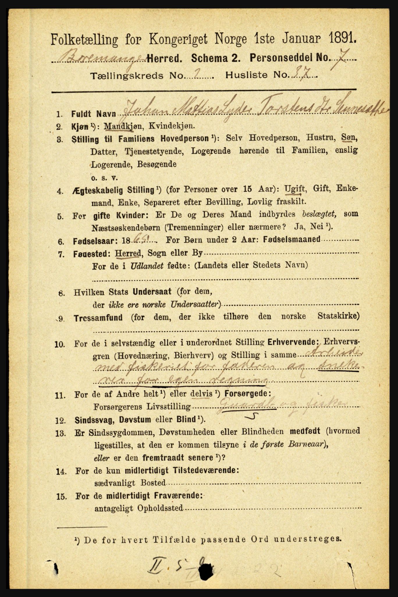 RA, Folketelling 1891 for 1438 Bremanger herred, 1891, s. 878