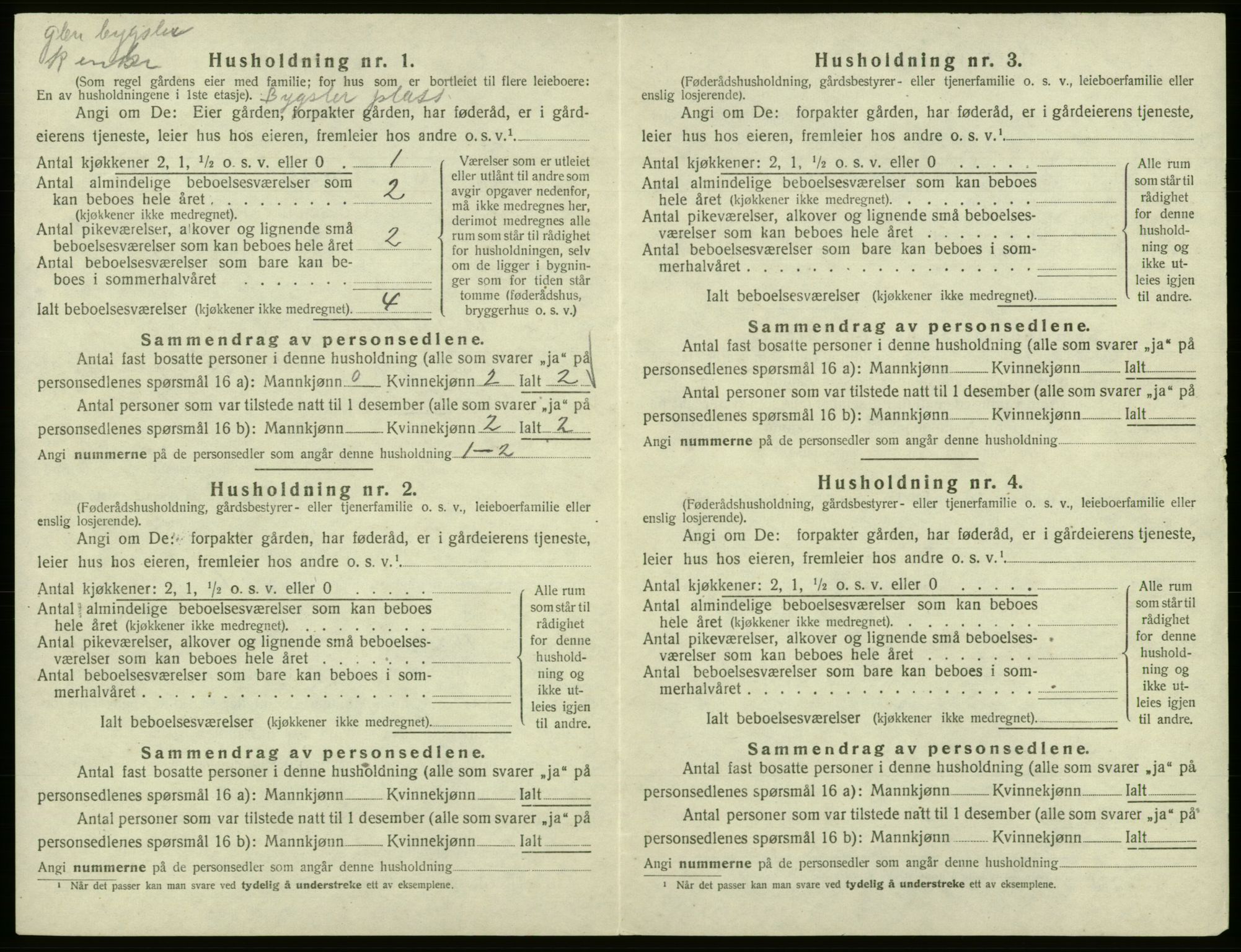 SAB, Folketelling 1920 for 1240 Strandvik herred, 1920, s. 107