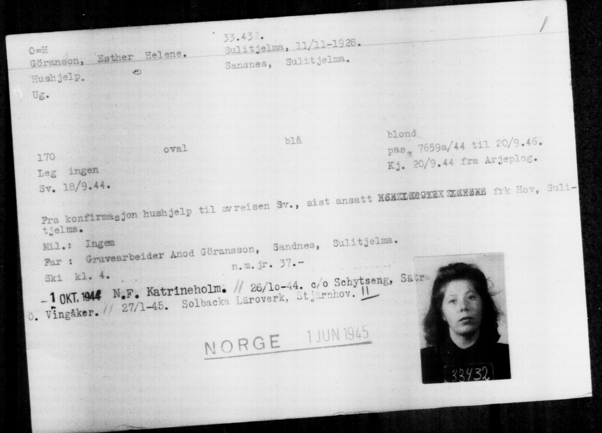 Utenriksstasjonene, Legasjonen i Stockholm, Flyktningkontoret, AV/RA-S-6753/V/Va/L0013: Kjesäterkartoteket, flyktninger med registreringsnr. 31500-34731, 1940-1945, s. 2035