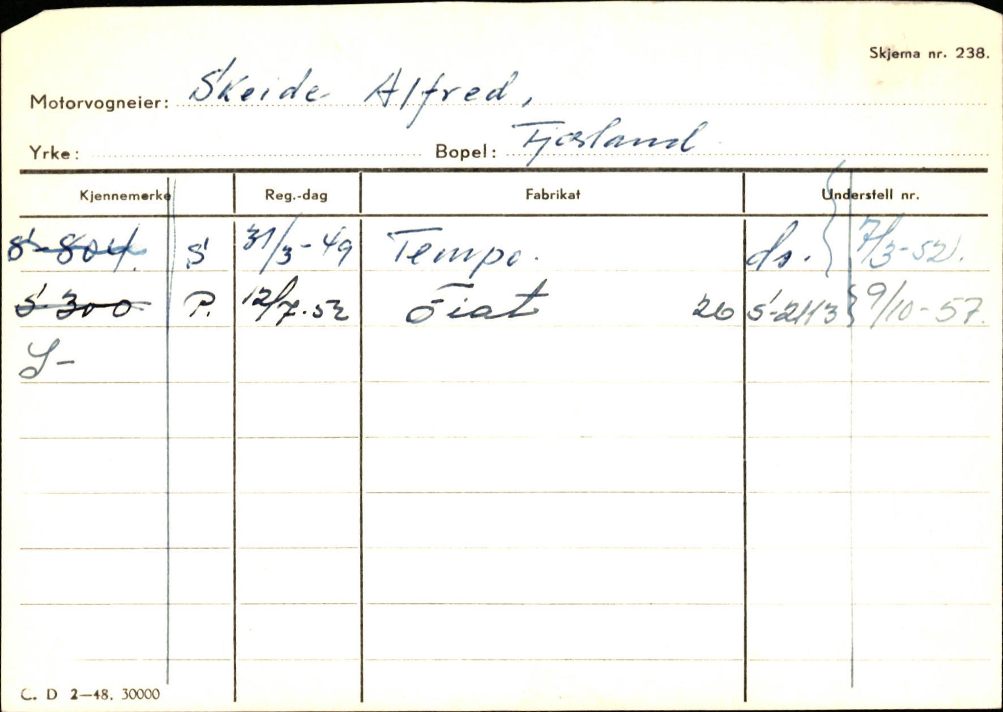 Statens vegvesen, Sogn og Fjordane vegkontor, SAB/A-5301/4/F/L0132: Eigarregister Askvoll A-Å. Balestrand A-Å, 1945-1975, s. 2288