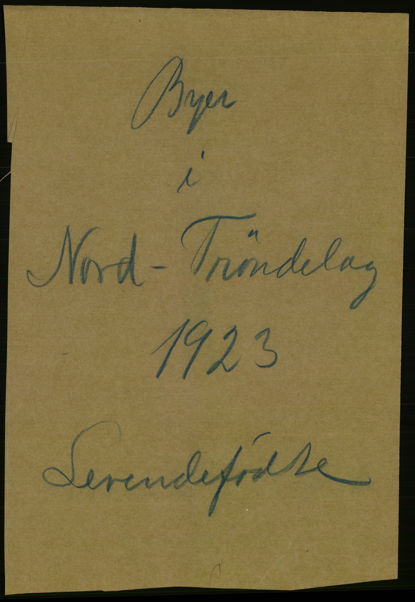 Statistisk sentralbyrå, Sosiodemografiske emner, Befolkning, AV/RA-S-2228/D/Df/Dfc/Dfcc/L0039: N. Trøndelag fylke: Levendefødte menn og kvinner. Bygder og byer., 1923, s. 1
