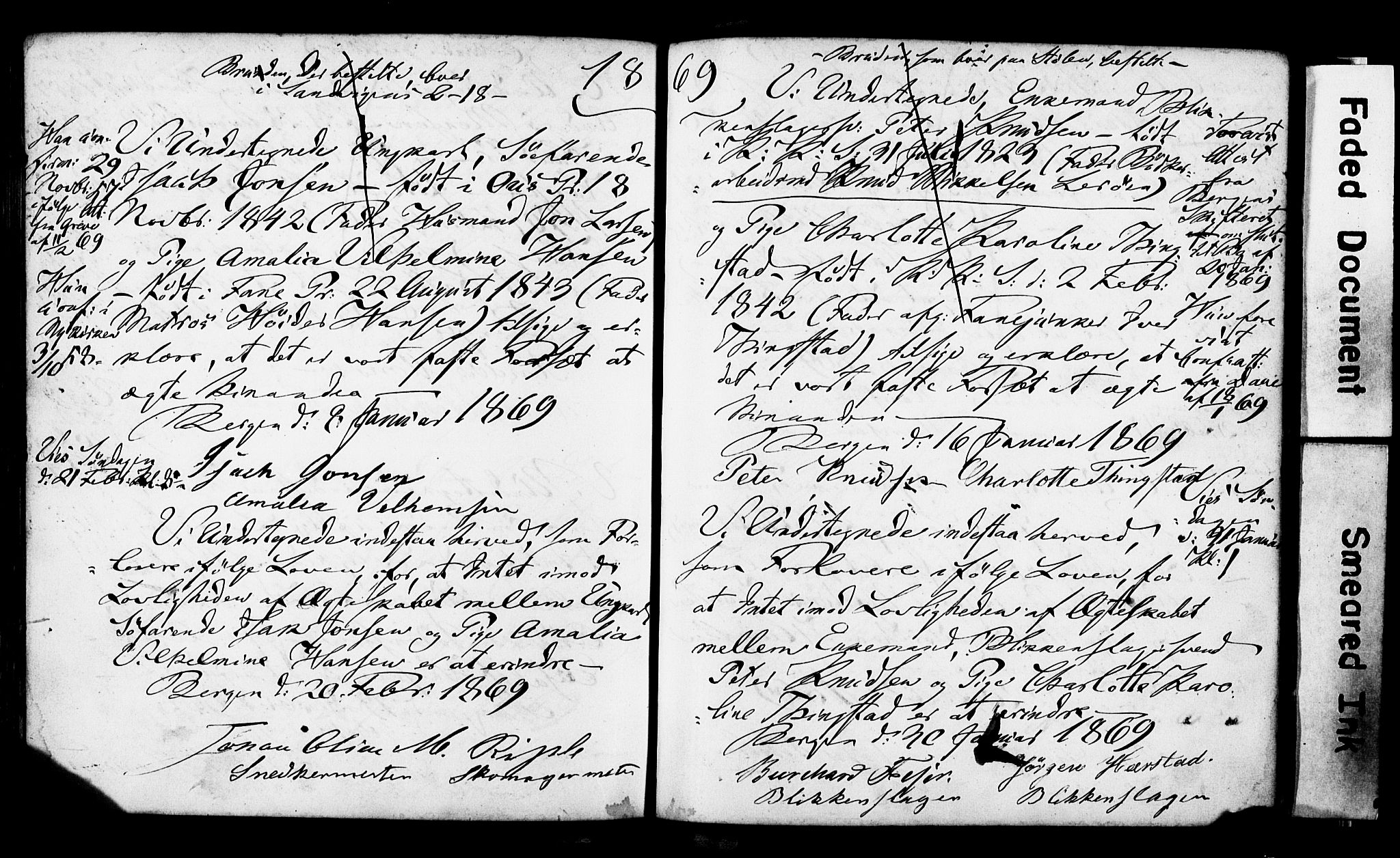 Korskirken sokneprestembete, SAB/A-76101: Forlovererklæringer nr. II.5.3, 1865-1871, s. 136