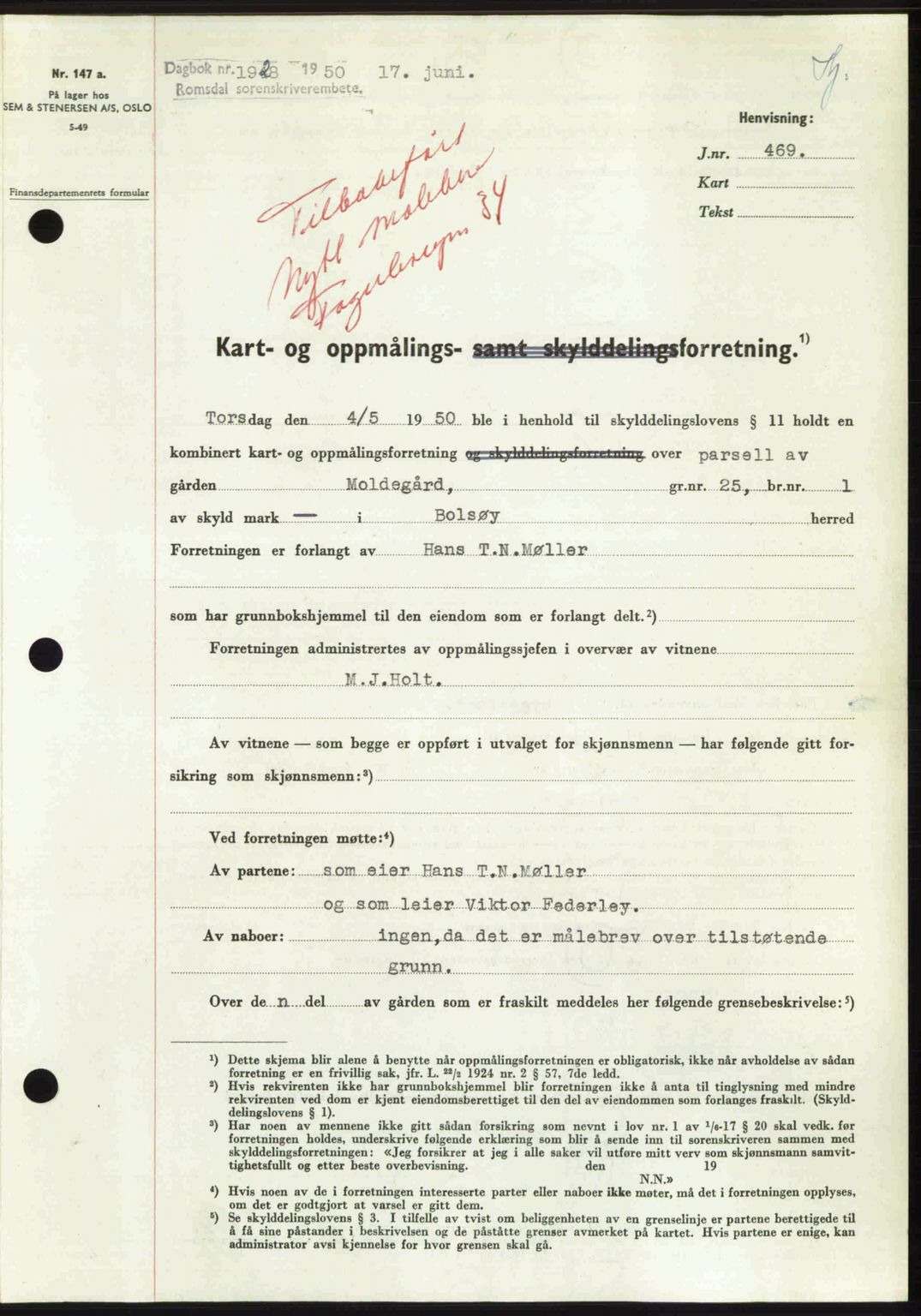 Romsdal sorenskriveri, SAT/A-4149/1/2/2C: Pantebok nr. A33, 1950-1950, Dagboknr: 1928/1950