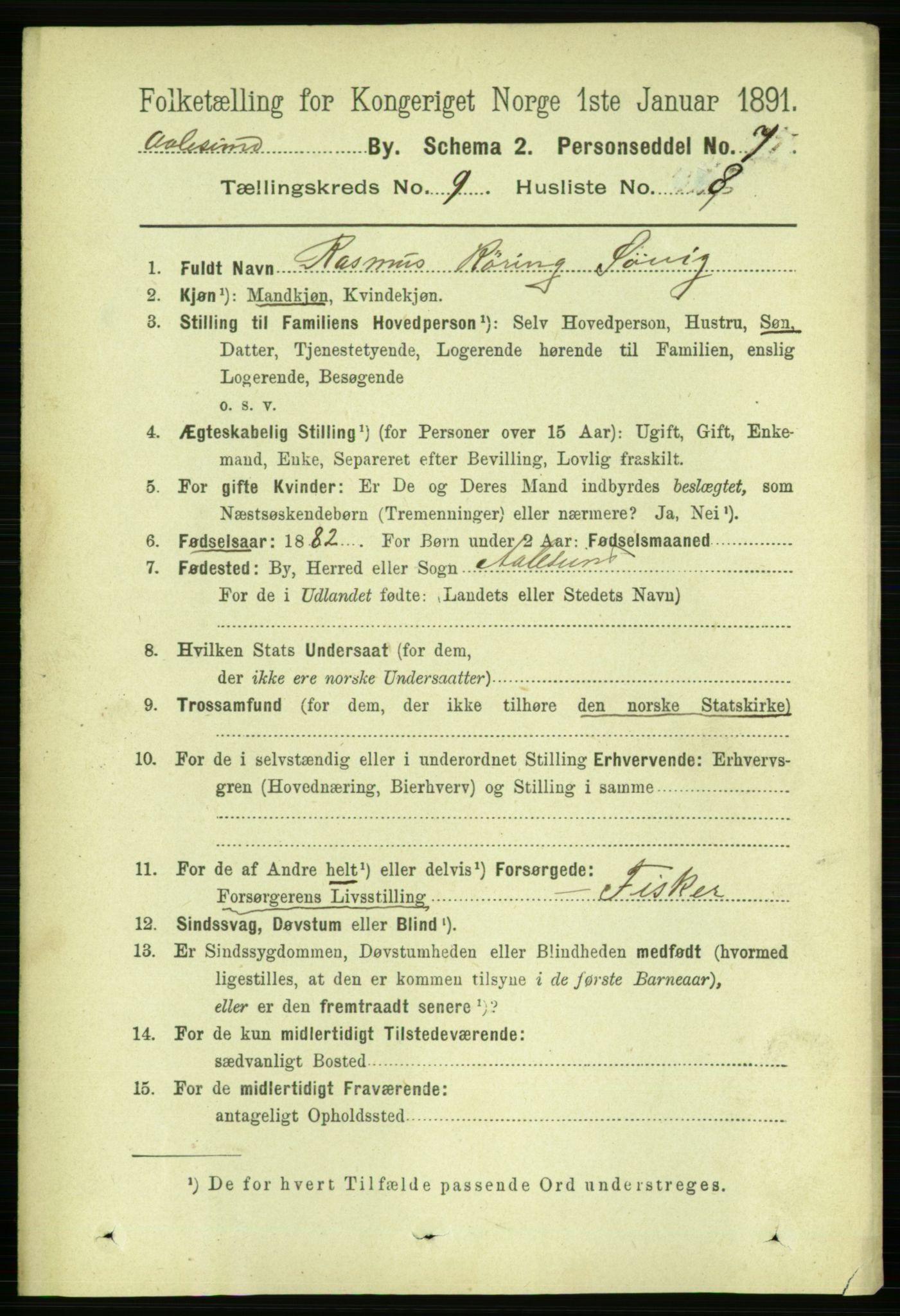 RA, Folketelling 1891 for 1501 Ålesund kjøpstad, 1891, s. 6333