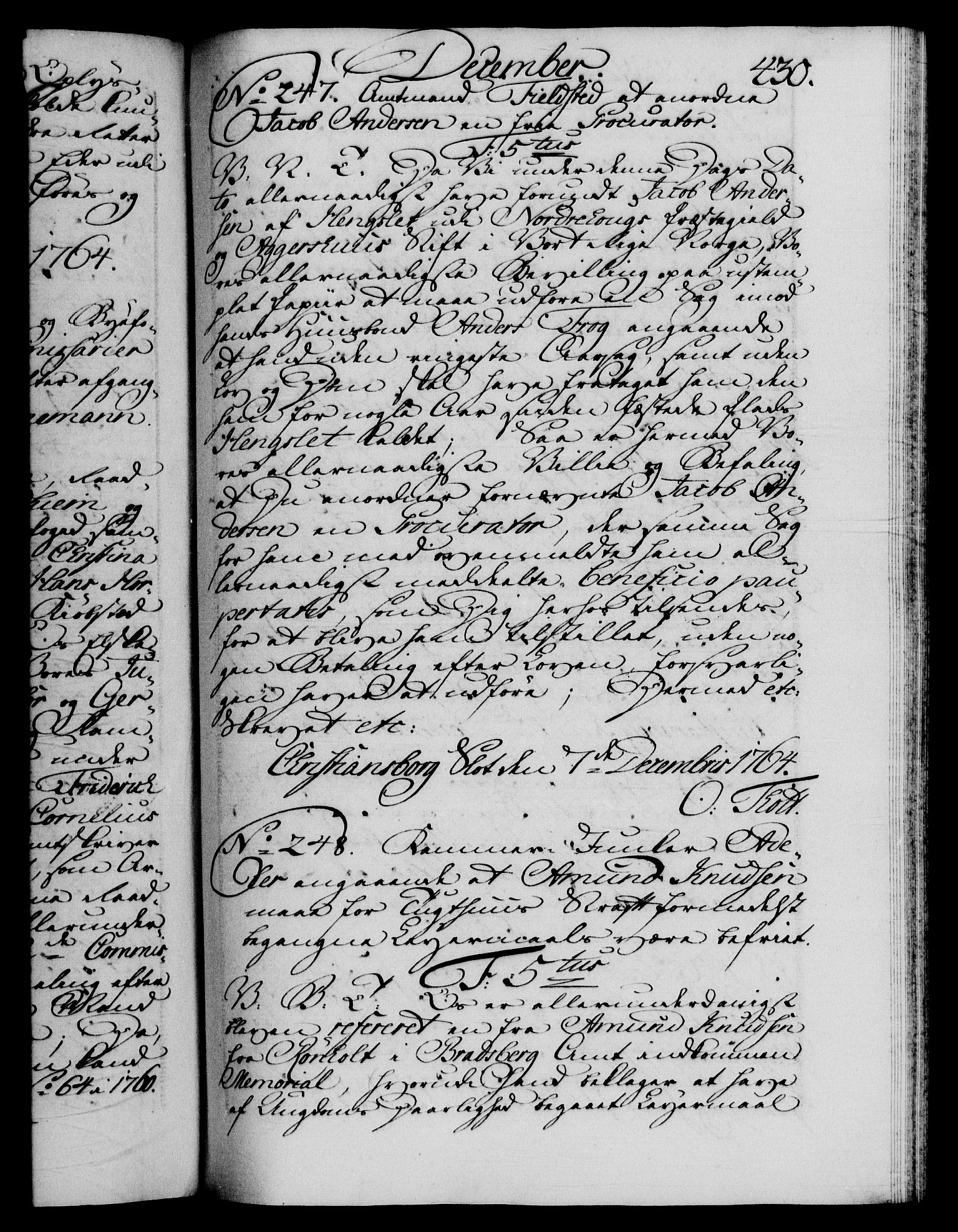 Danske Kanselli 1572-1799, AV/RA-EA-3023/F/Fc/Fca/Fcab/L0037: Norske tegnelser, 1762-1766, s. 430a