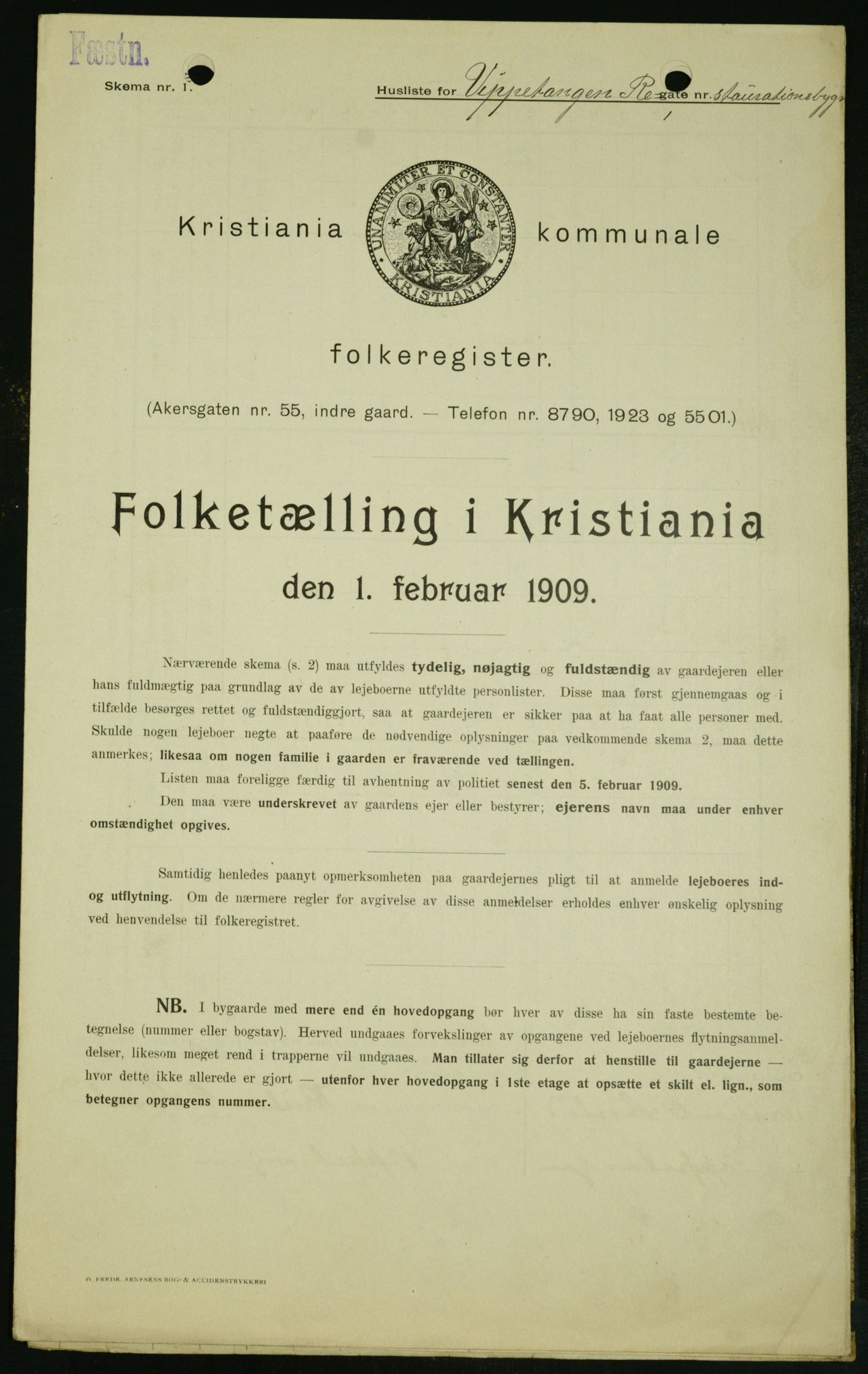 OBA, Kommunal folketelling 1.2.1909 for Kristiania kjøpstad, 1909, s. 21833