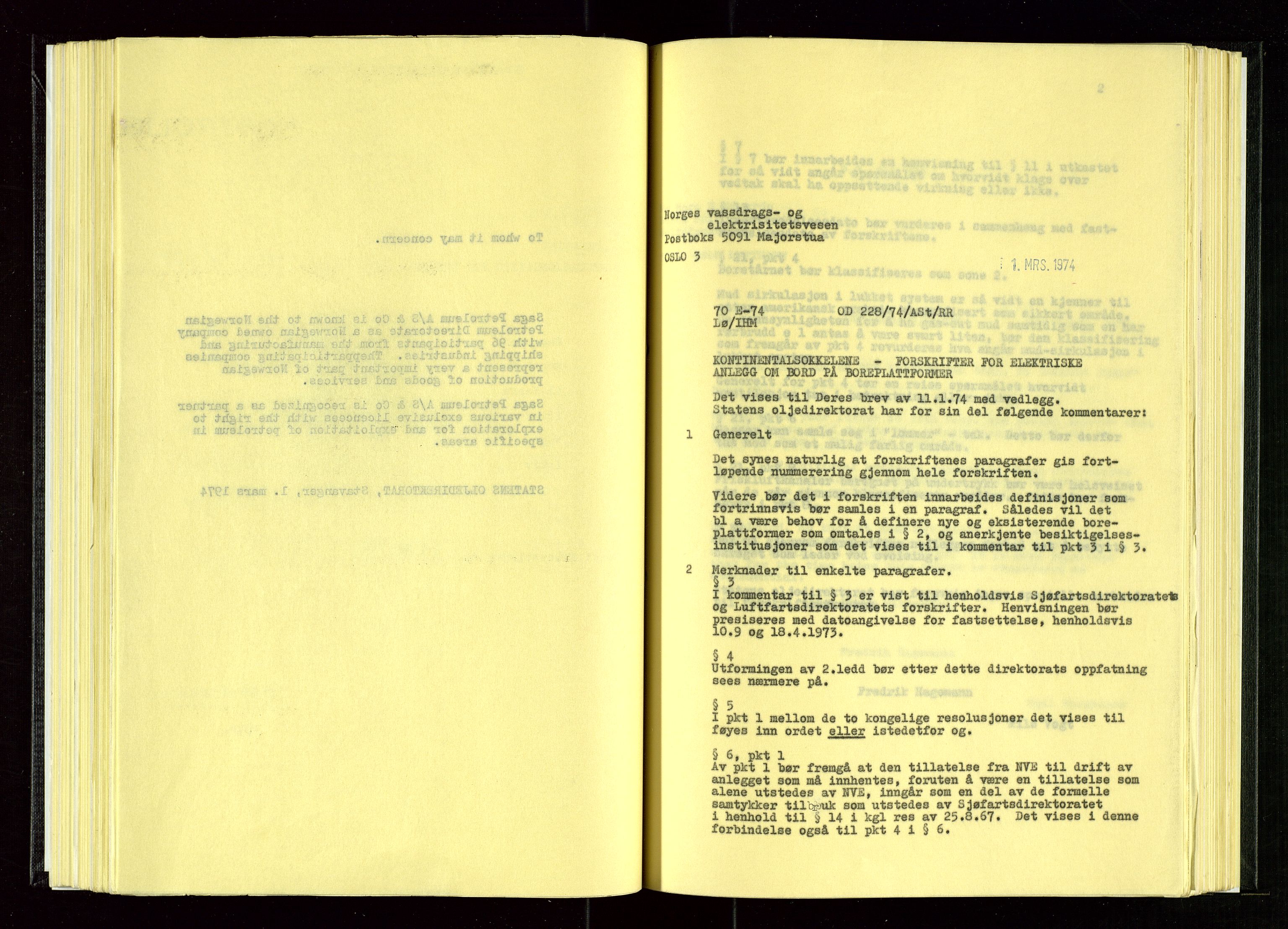 Oljedirektoratet, SAST/A-101366/Ba/L0007: Kopibok, 1974