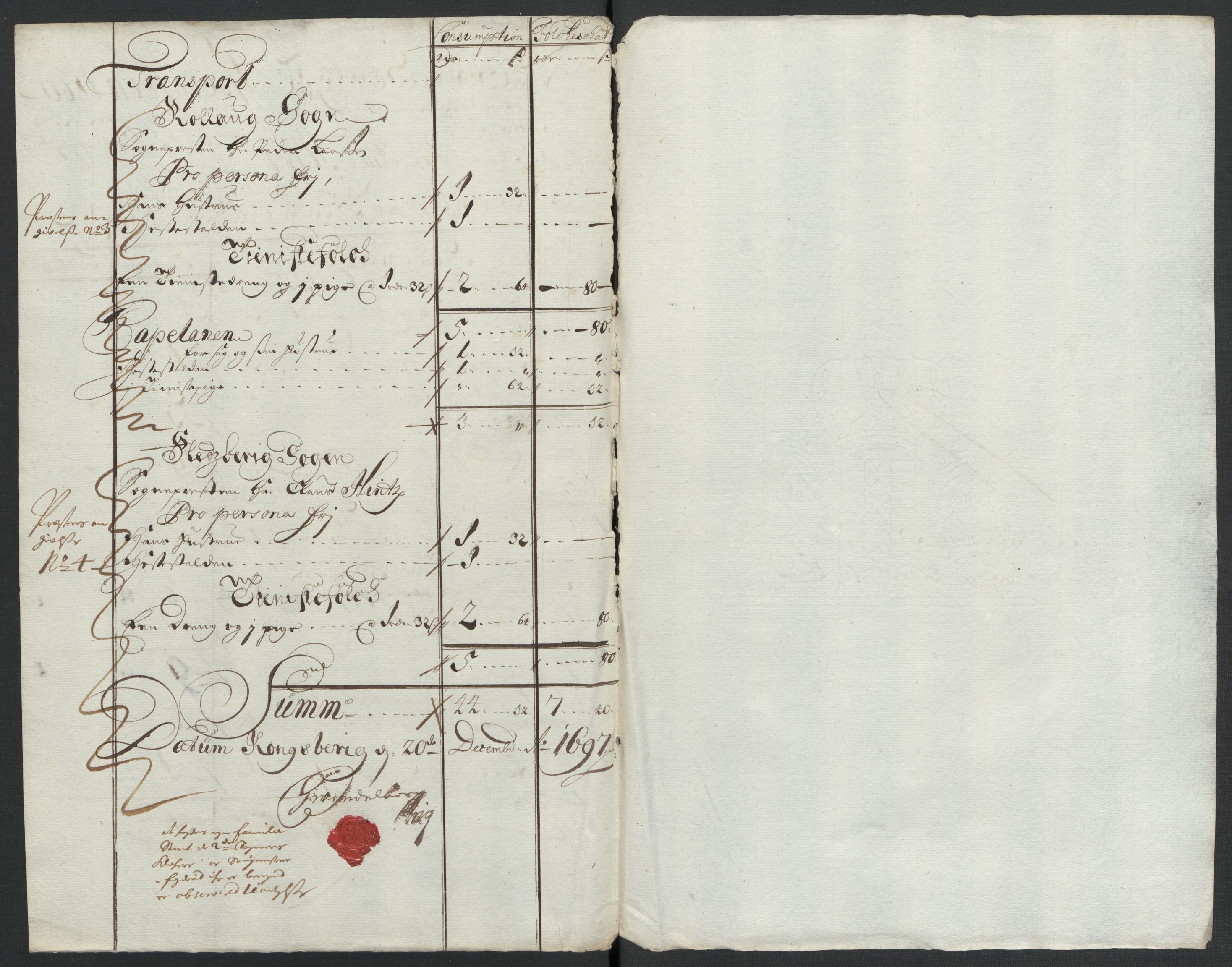 Rentekammeret inntil 1814, Reviderte regnskaper, Fogderegnskap, RA/EA-4092/R24/L1576: Fogderegnskap Numedal og Sandsvær, 1696-1697, s. 323