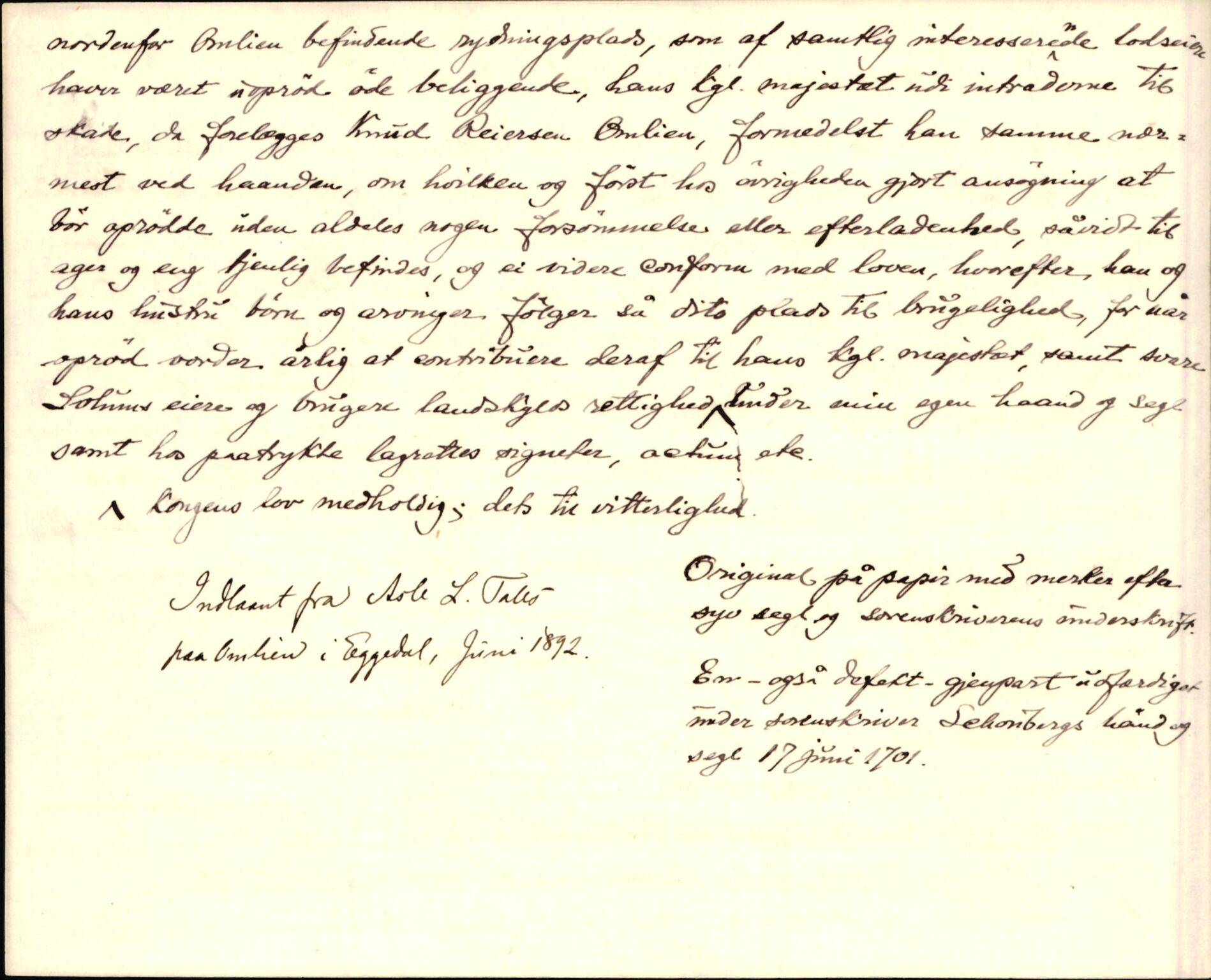 Riksarkivets diplomsamling, AV/RA-EA-5965/F35/F35d/L0006: Innlånte diplomer, seddelregister, 1691-1858, s. 58