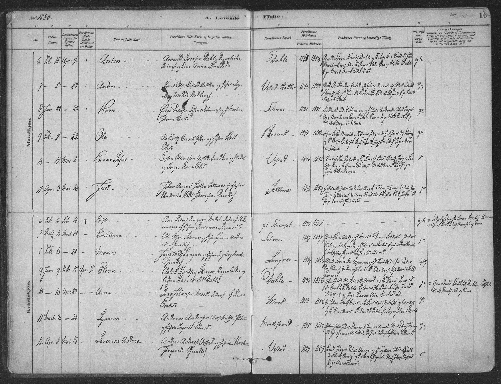 Ministerialprotokoller, klokkerbøker og fødselsregistre - Møre og Romsdal, AV/SAT-A-1454/547/L0604: Ministerialbok nr. 547A06, 1878-1906, s. 10