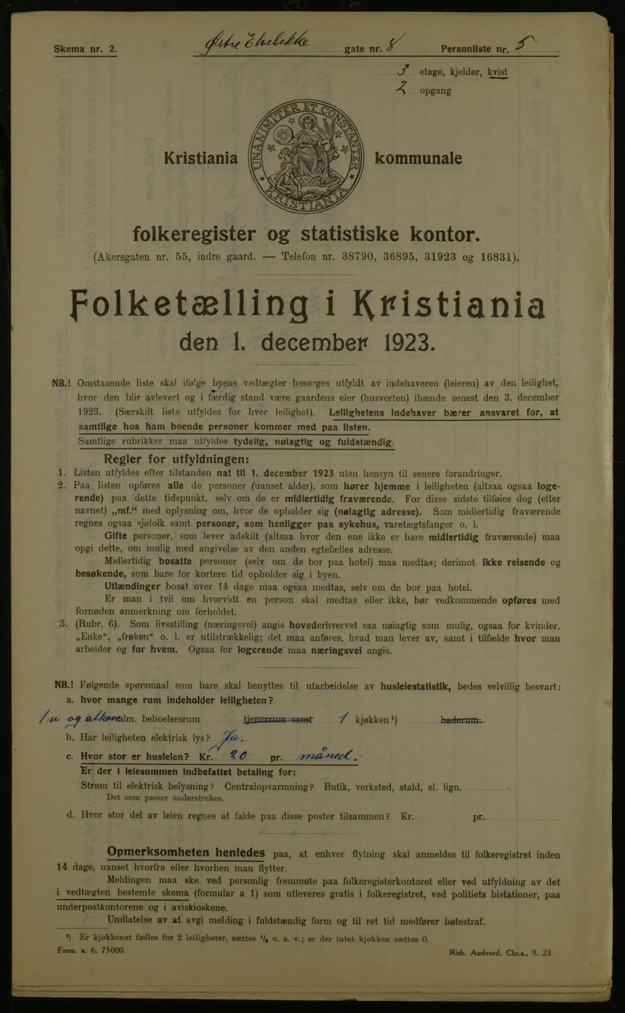 OBA, Kommunal folketelling 1.12.1923 for Kristiania, 1923, s. 142747