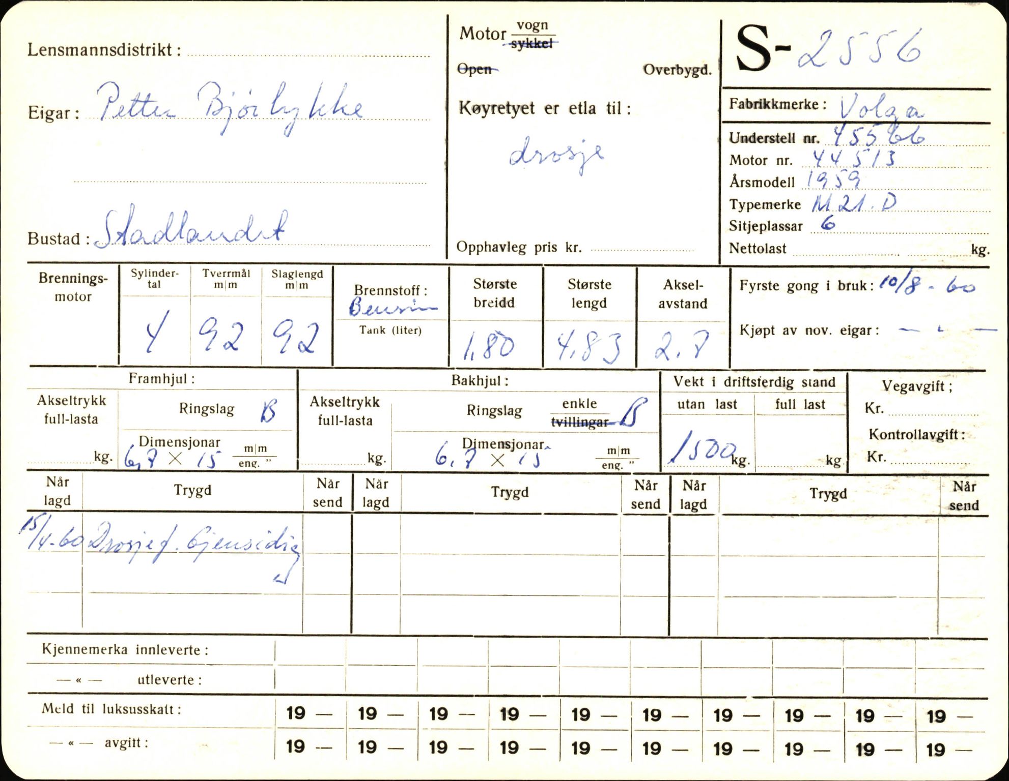 Statens vegvesen, Sogn og Fjordane vegkontor, AV/SAB-A-5301/4/F/L0004: Registerkort utmeldte Fjordane S2500-2700, S7200-7899, 1930-1961, s. 81