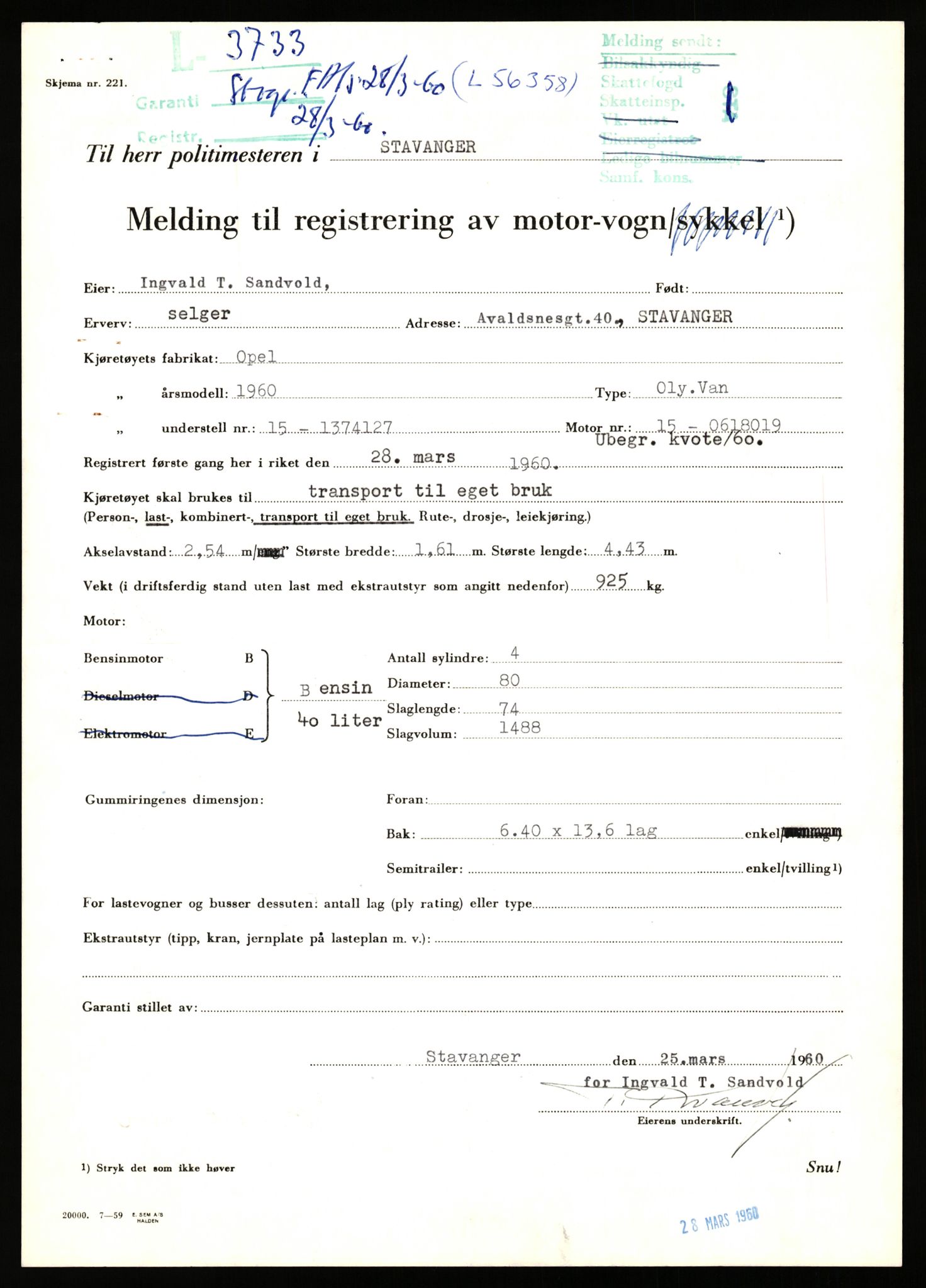 Stavanger trafikkstasjon, AV/SAST-A-101942/0/F/L0011: L-3700 - L-4199, 1930-1971, s. 215