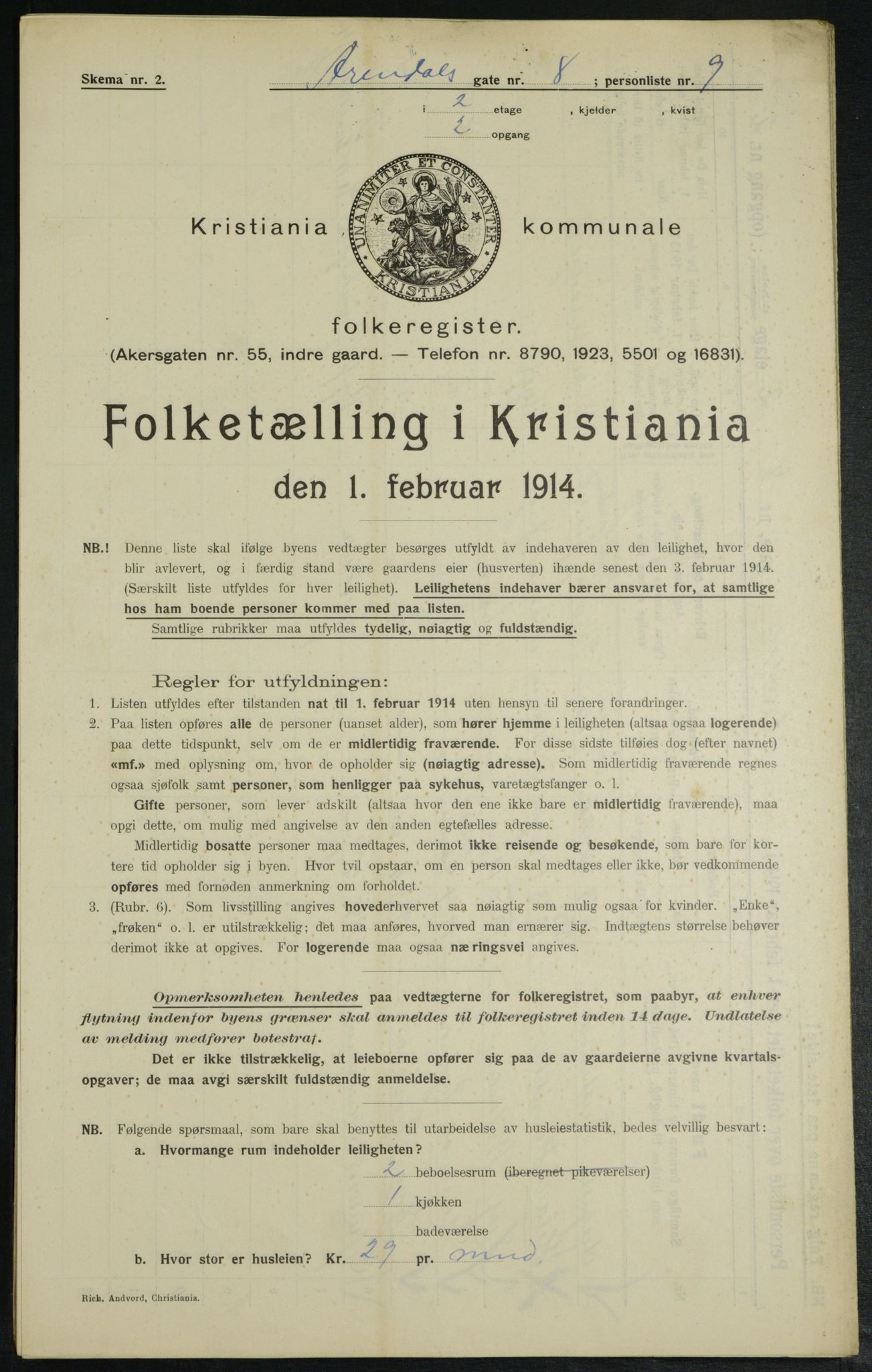 OBA, Kommunal folketelling 1.2.1914 for Kristiania, 1914, s. 2032