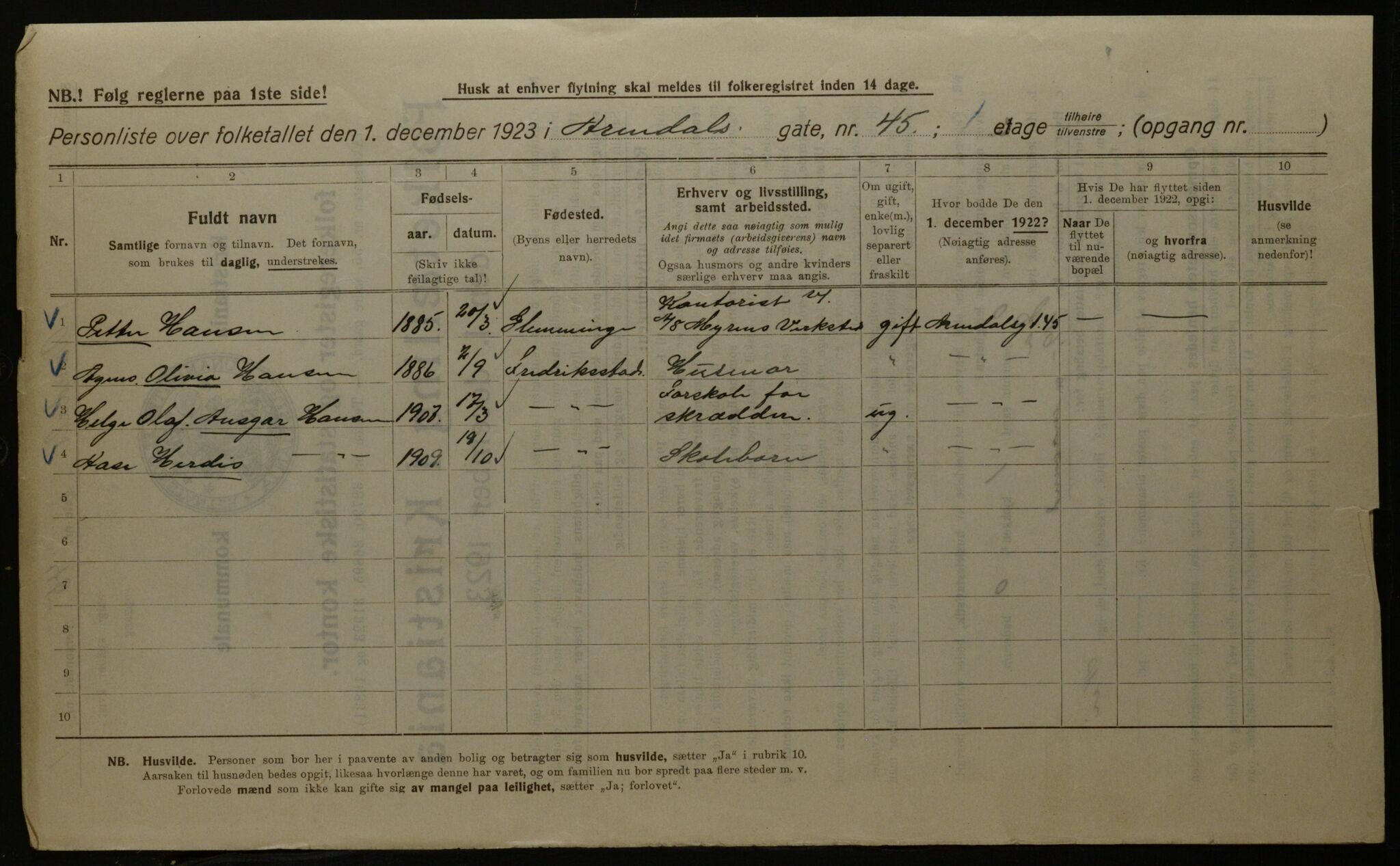 OBA, Kommunal folketelling 1.12.1923 for Kristiania, 1923, s. 2575