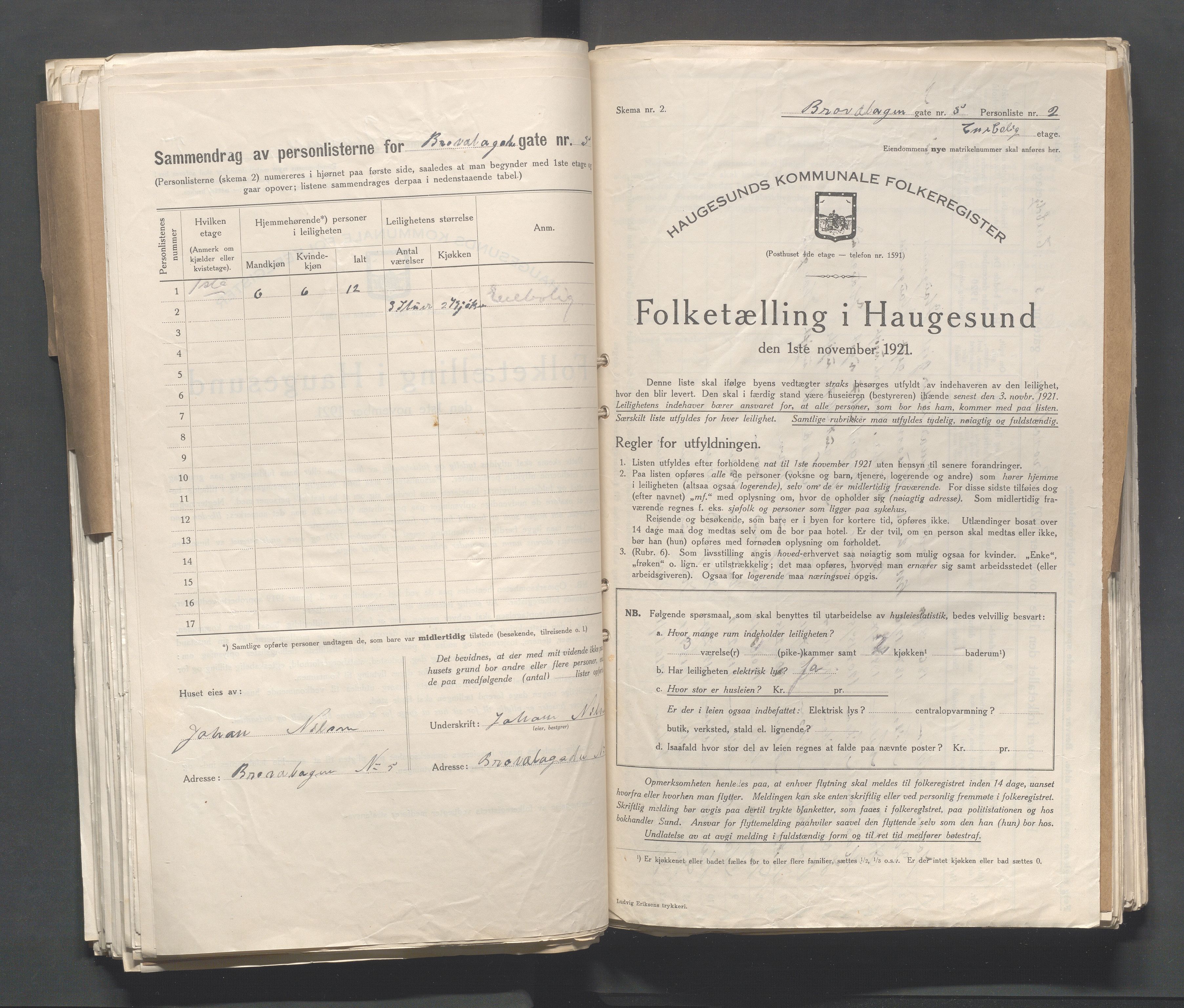 IKAR, Kommunal folketelling 1.11.1921 for Haugesund, 1921, s. 217