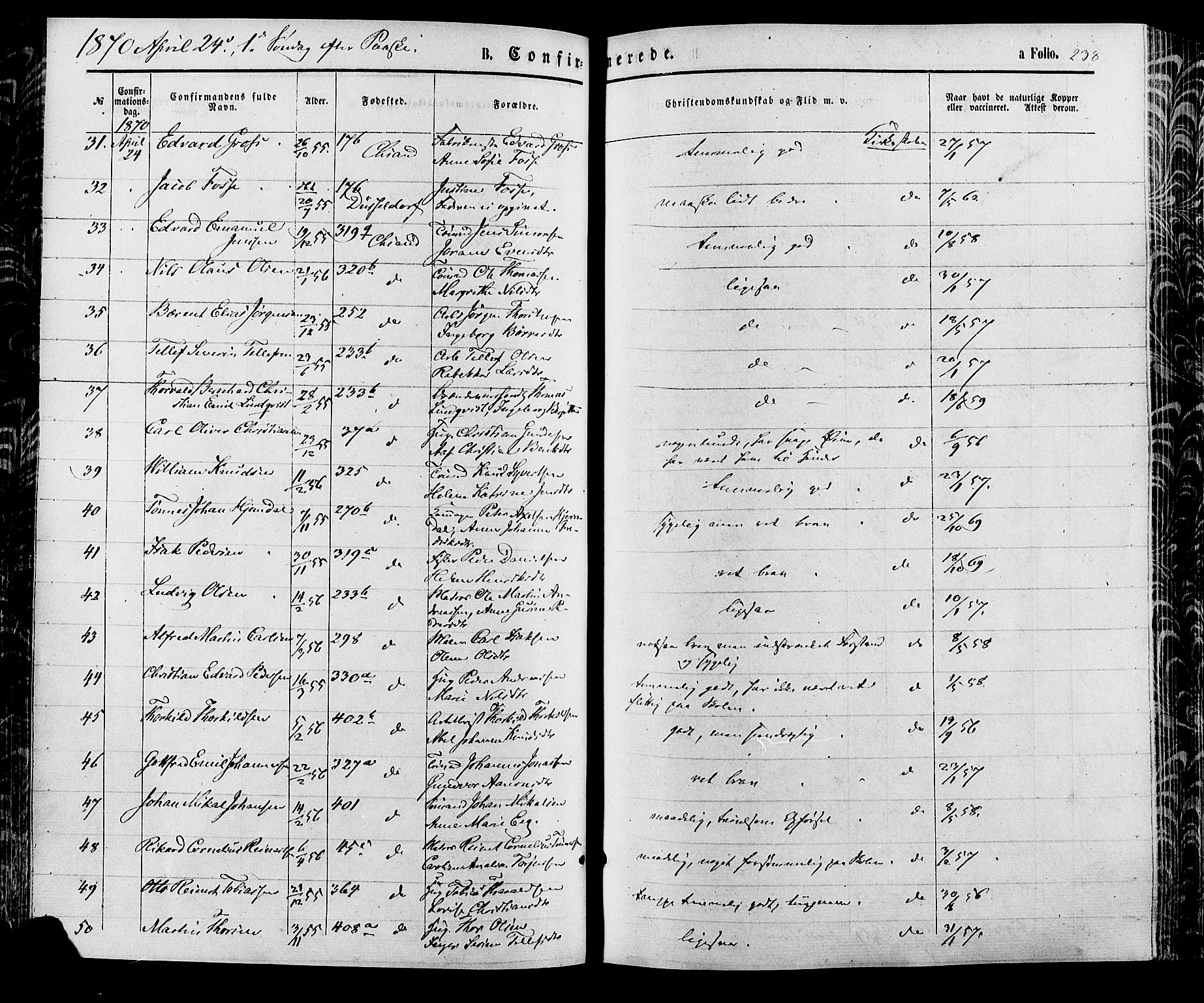 Kristiansand domprosti, AV/SAK-1112-0006/F/Fa/L0015: Ministerialbok nr. A 15, 1867-1880, s. 238