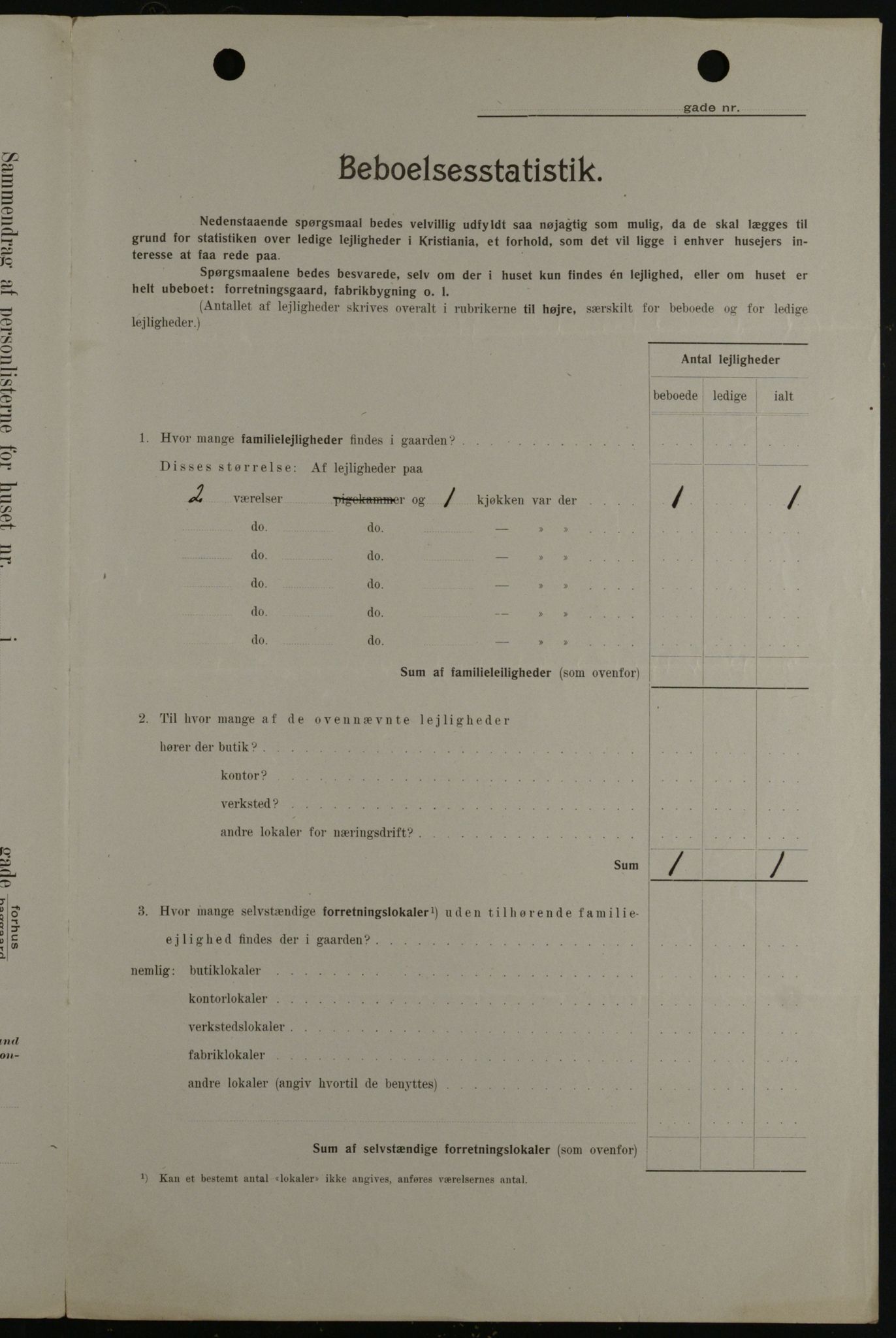 OBA, Kommunal folketelling 1.2.1908 for Kristiania kjøpstad, 1908, s. 7888