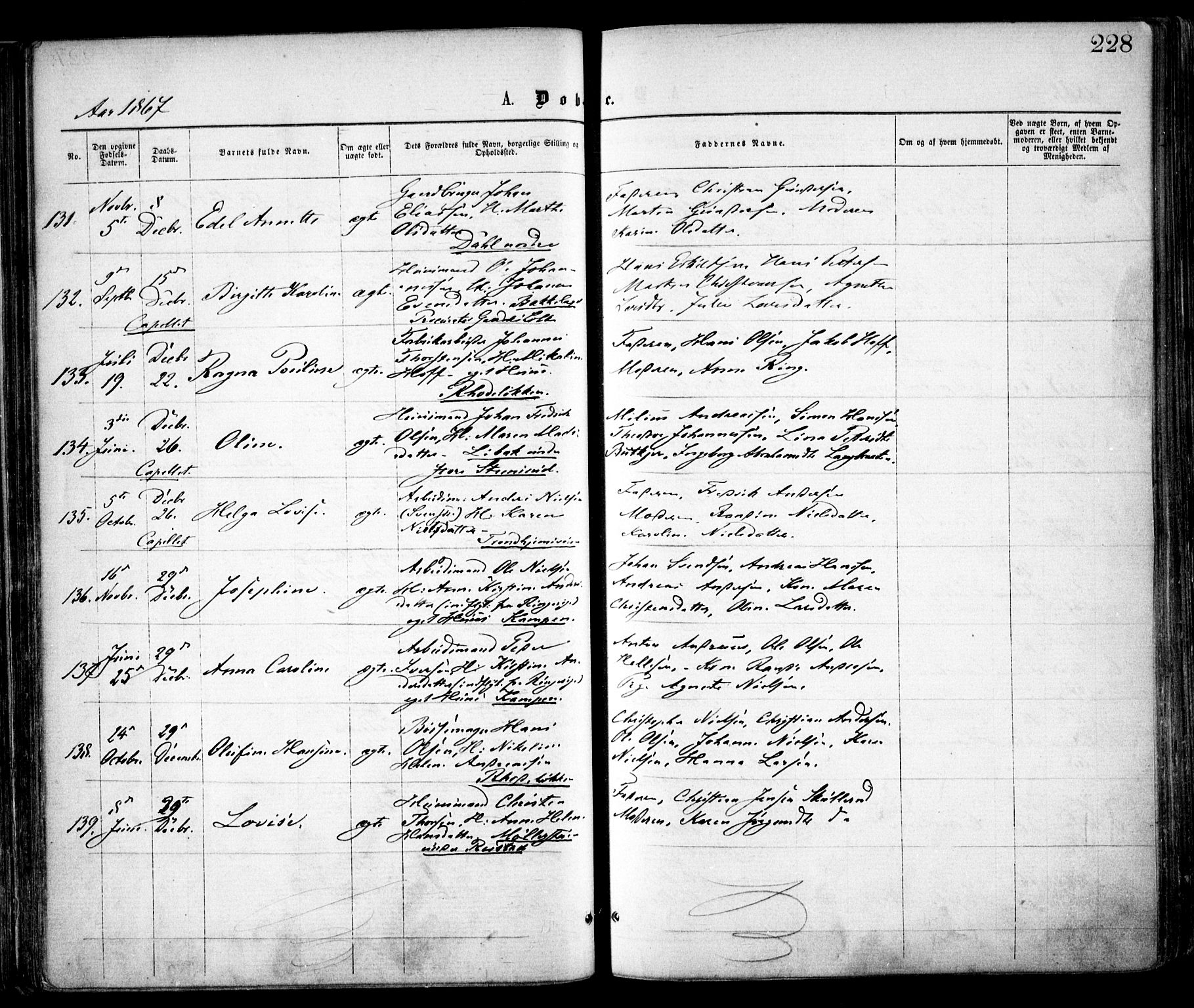 Østre Aker prestekontor Kirkebøker, AV/SAO-A-10840/F/Fa/L0001: Ministerialbok nr. I 1, 1861-1869, s. 228