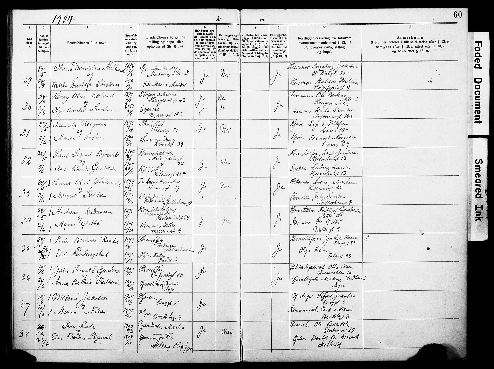 St. Johannes sokneprestkontor, AV/SAST-A-101814/001/70/705BA/L0004: Lysningsprotokoll nr. 4, 1919-1928, s. 60