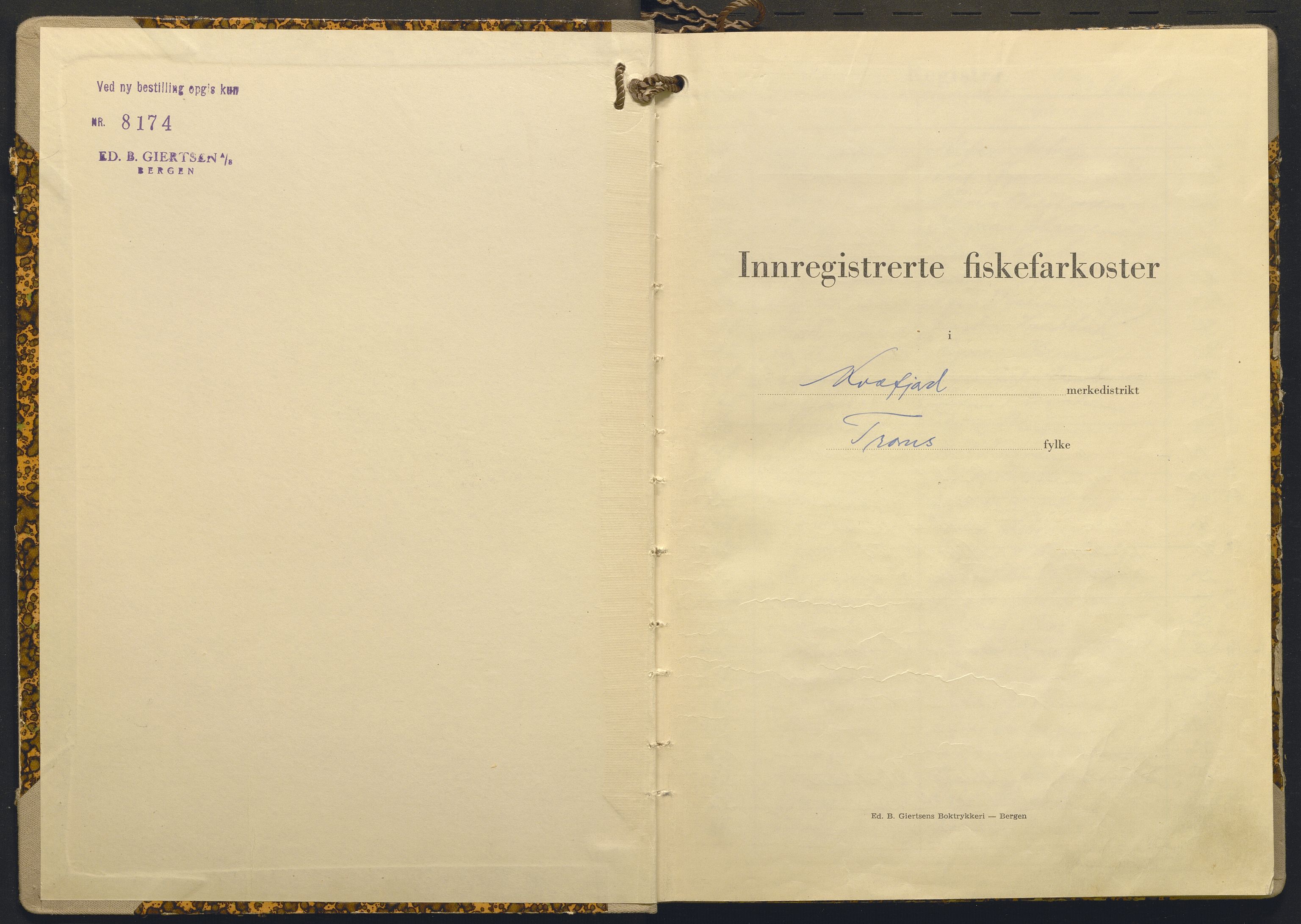 Fiskeridirektoratet - 1 Adm. ledelse - 13 Båtkontoret, AV/SAB-A-2003/I/Ia/Iab/L0034: 135.0213/3 Merkeprotokoll - Kvæfjord, 1960-1969