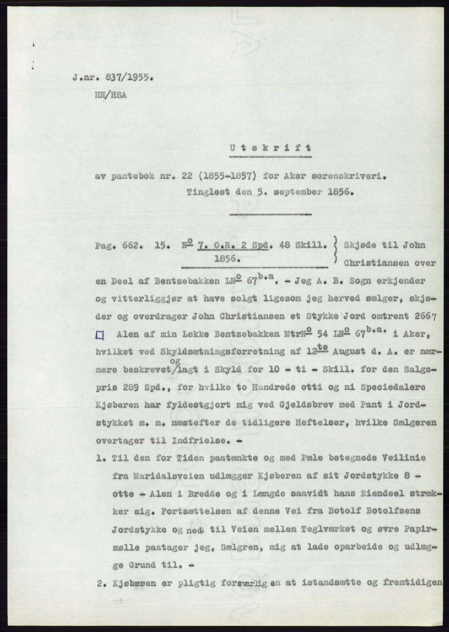Statsarkivet i Oslo, SAO/A-10621/Z/Zd/L0003: Avskrifter, j.nr 714-1202/1955, 1955, s. 77