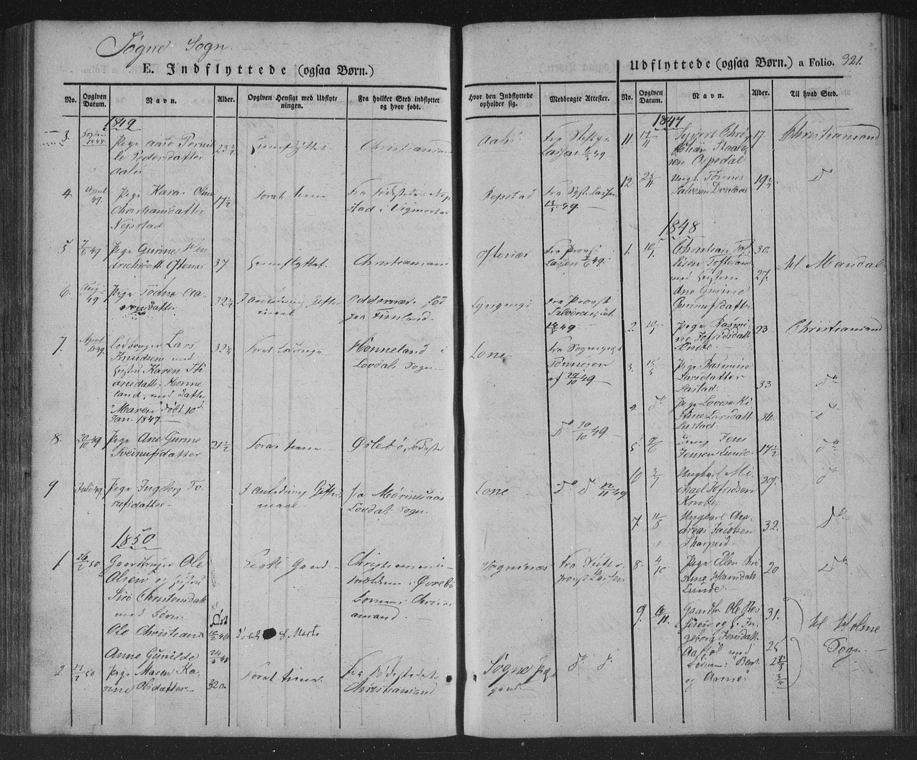 Søgne sokneprestkontor, SAK/1111-0037/F/Fa/Fab/L0009: Ministerialbok nr. A 9, 1838-1853, s. 321