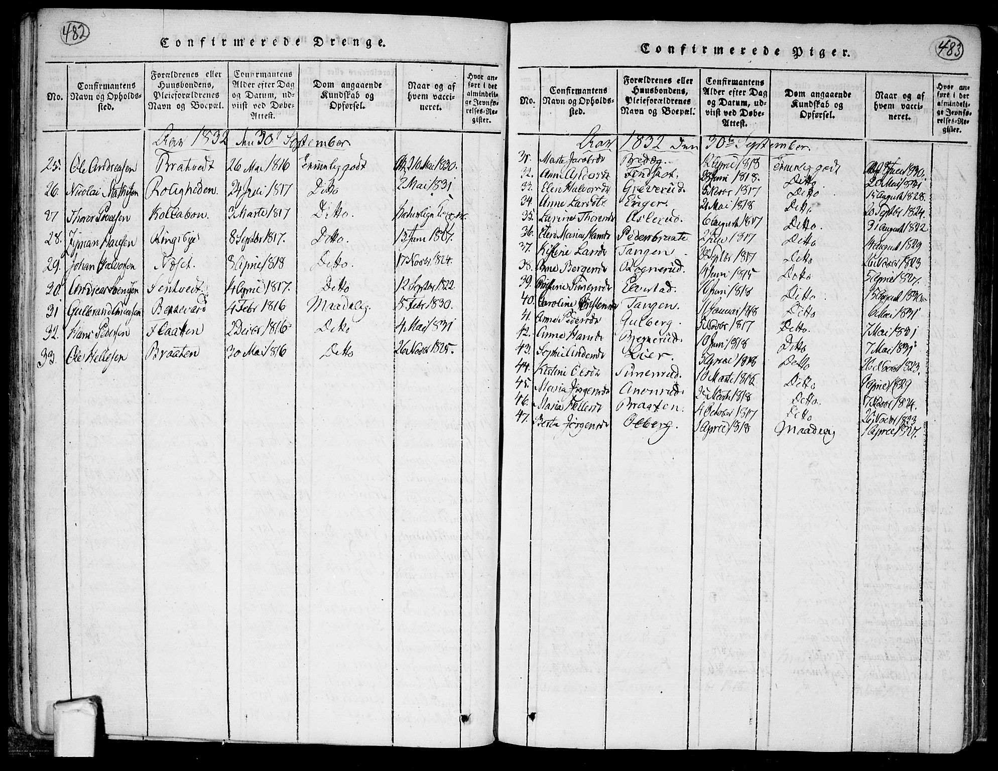 Trøgstad prestekontor Kirkebøker, AV/SAO-A-10925/F/Fa/L0006: Ministerialbok nr. I 6, 1815-1844, s. 482-483