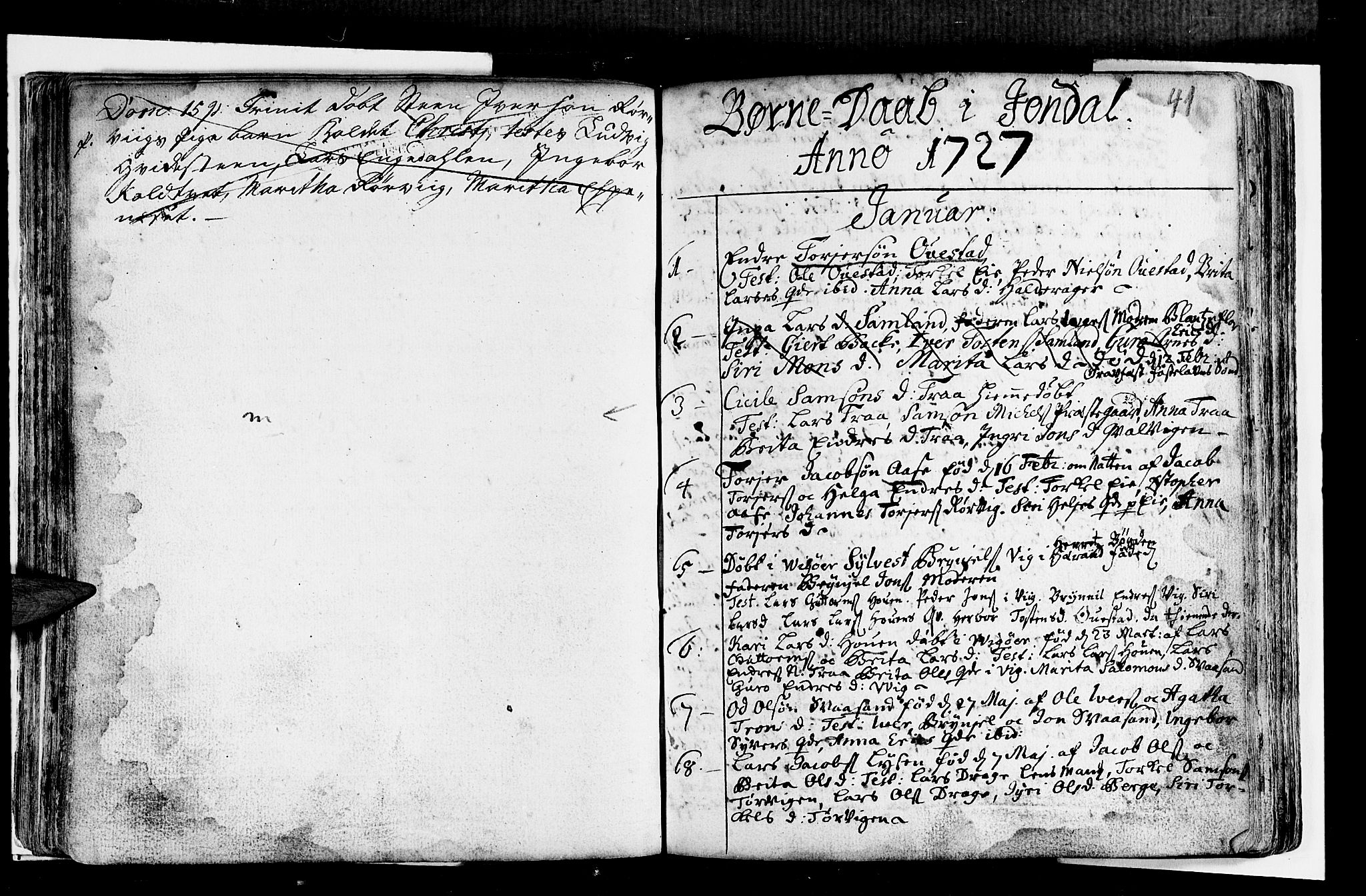 Strandebarm sokneprestembete, SAB/A-78401/H/Haa: Ministerialbok nr. A 2 /1, 1727-1750, s. 41
