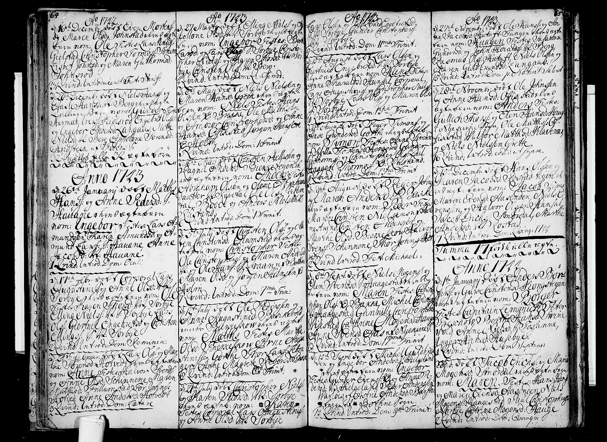 Våle kirkebøker, AV/SAKO-A-334/F/Fa/L0003: Ministerialbok nr. I 3, 1732-1773, s. 64-65